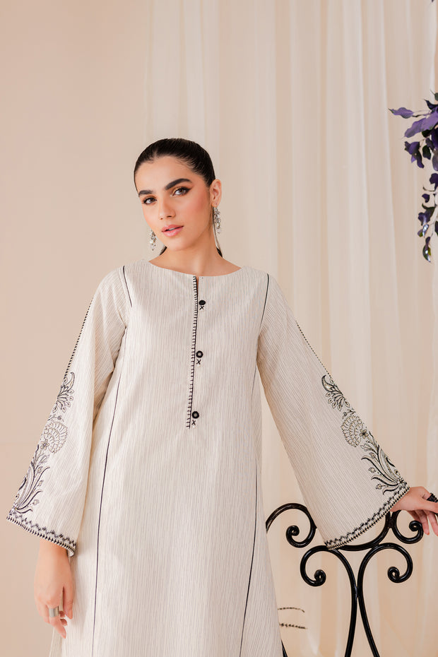 Source 2Pc - Embroidered Jacquard Dress - BATIK
