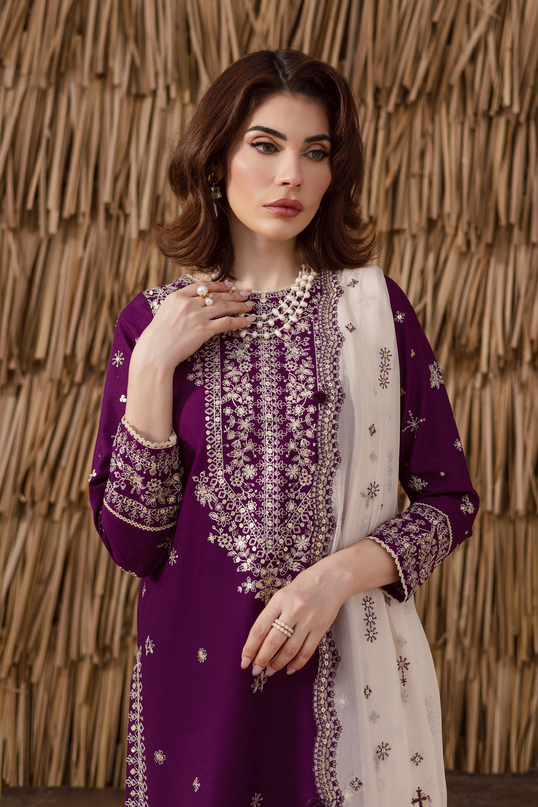 Solace 3Pc - Embroidered Khaddar Dress