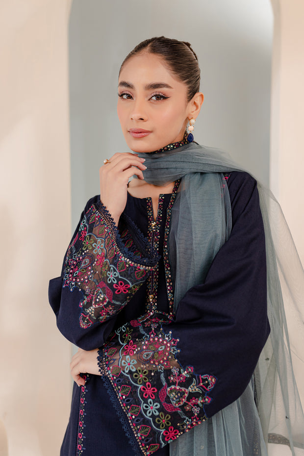 Couture 3Pc - Embroidered Karandi Dress - BATIK