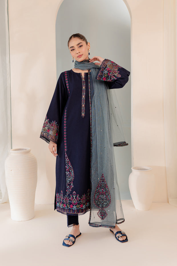 Couture 3Pc - Embroidered Karandi Dress - BATIK