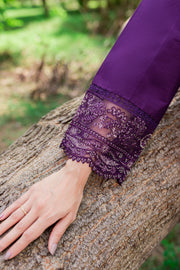 Purple Pansy 3Pc -  Embroidered Cambric Dress - BATIK