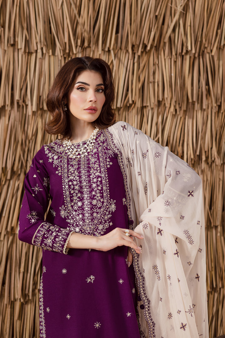 Solace 3Pc - Embroidered Khaddar Dress
