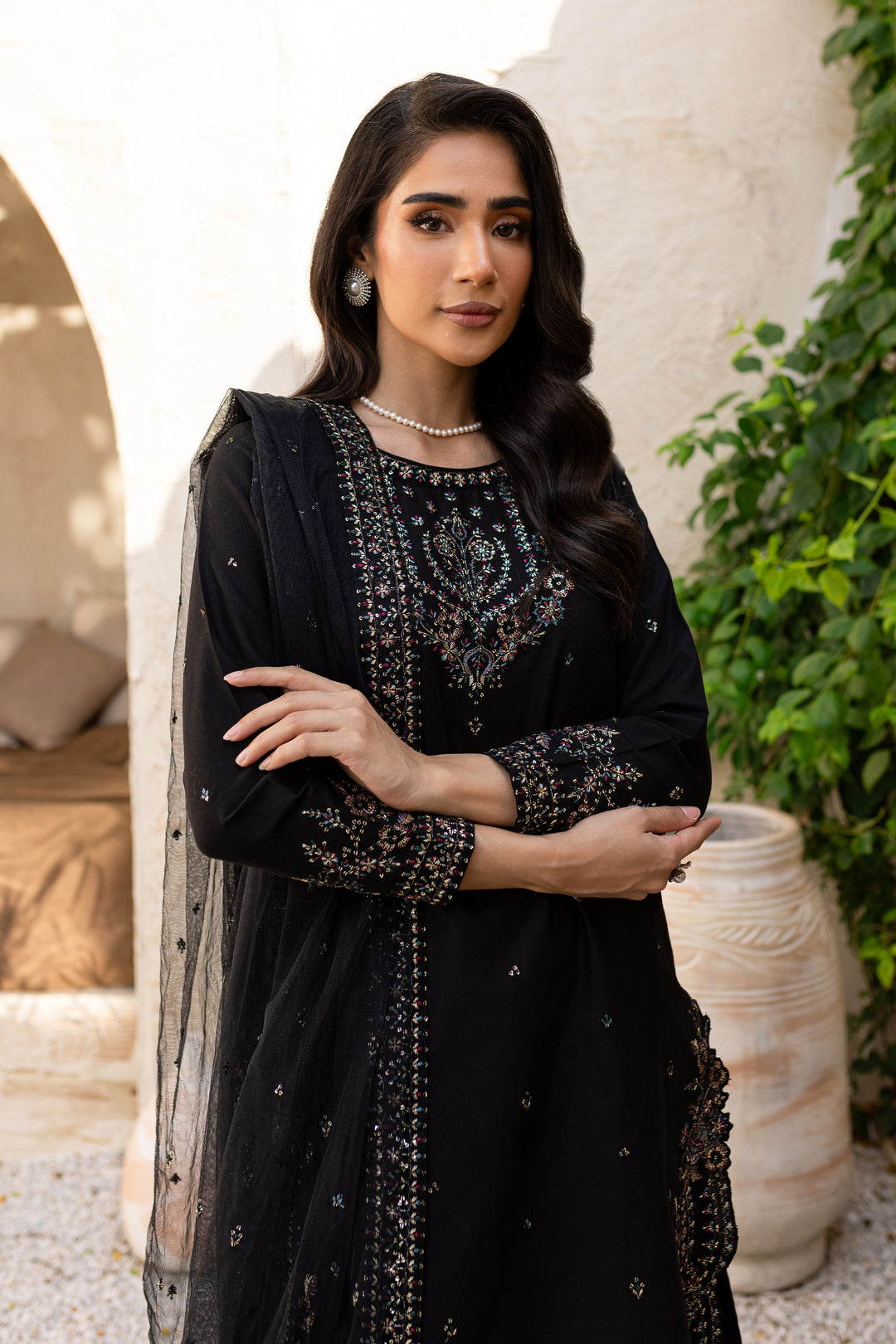 Azha 3Pc - Embroidered Khaddar Dress - BATIK