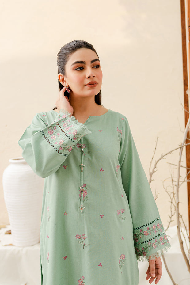 Vinyl 2Pc - Embroidered Karandi Dress - BATIK