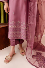 Mauve Oas 3Pc - Embroidered Cambric Dress - BATIK