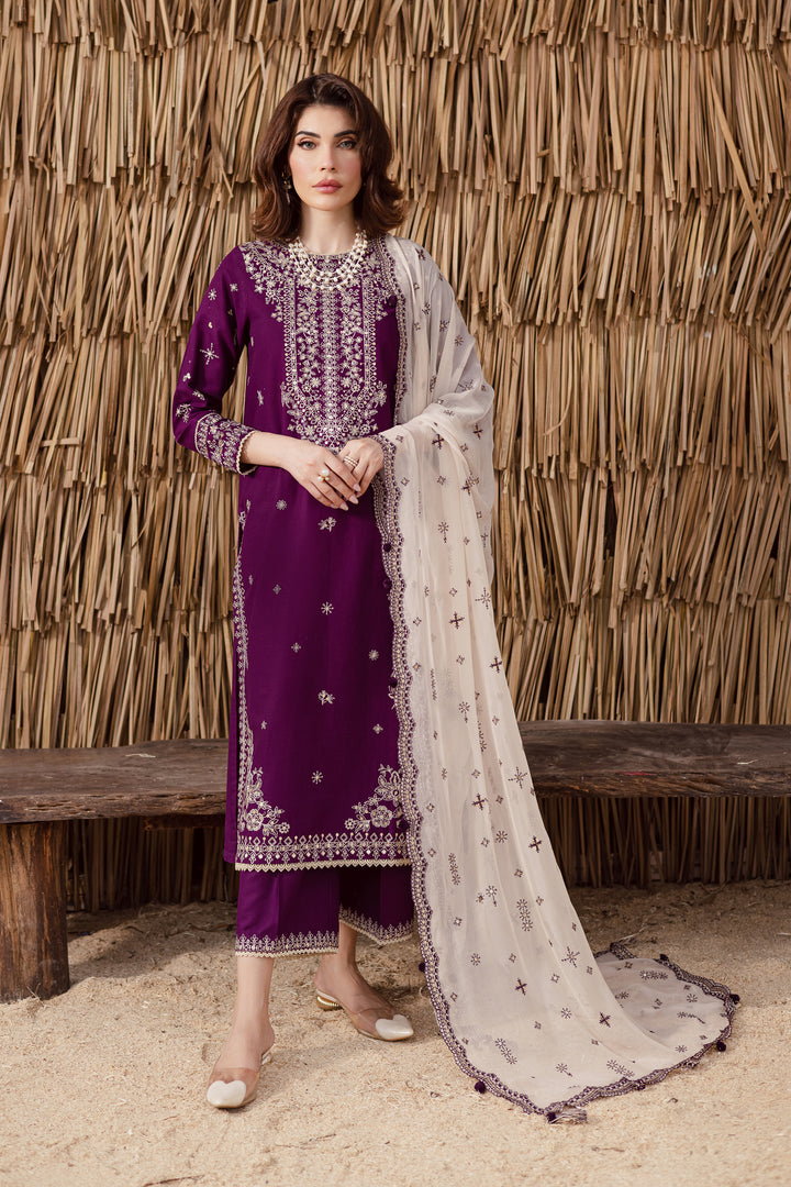 Solace 3Pc - Embroidered Khaddar Dress