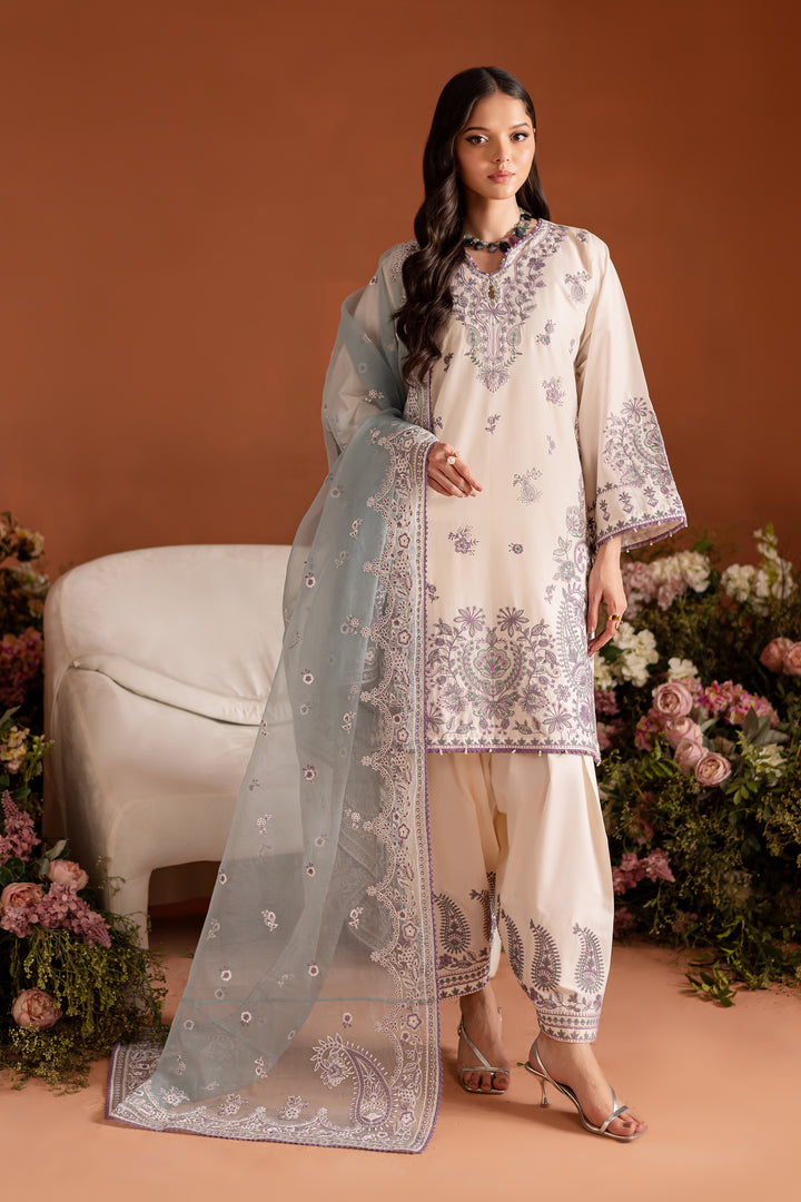 White Opal 3Pc - Embroidered Lawn Dress