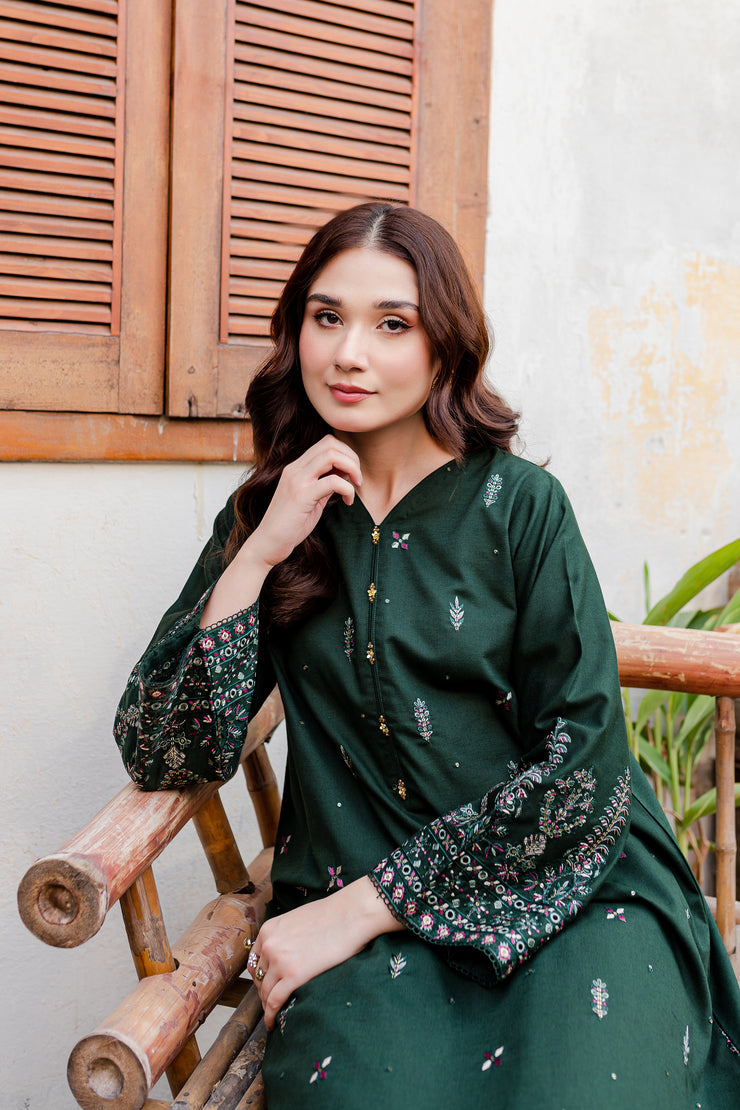 Verdant 2Pc - Embroidered Karandi Dress - BATIK