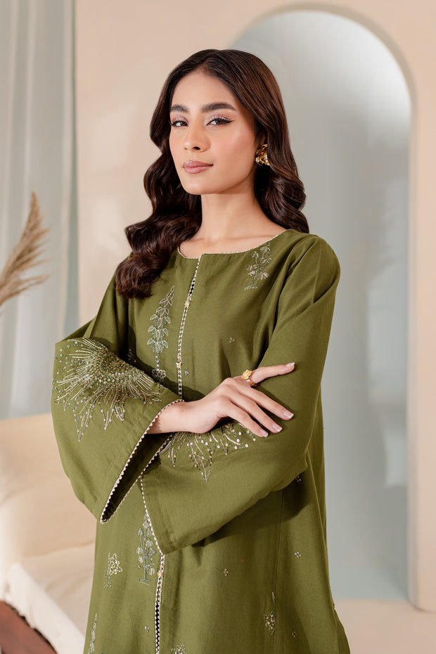 Seaweed 2Pc - Embroidered Khaddar Dress - BATIK