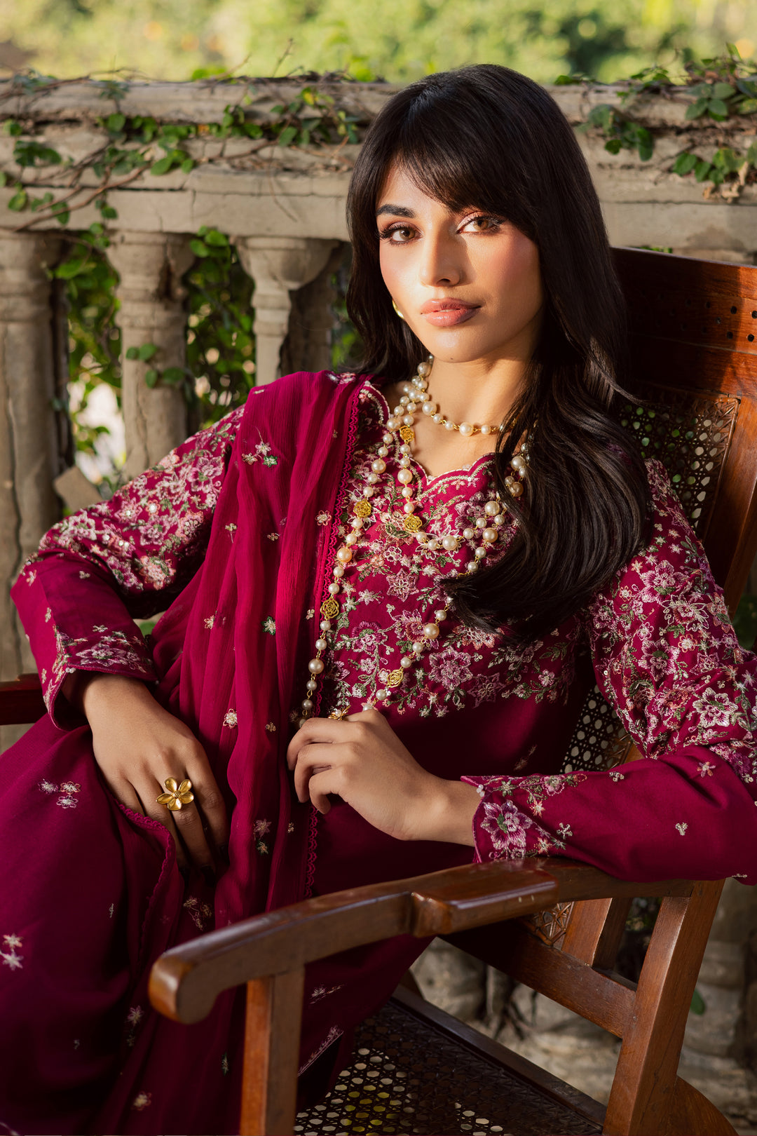Pink Gulaab 3Pc - Embroidered Khaddar Dress