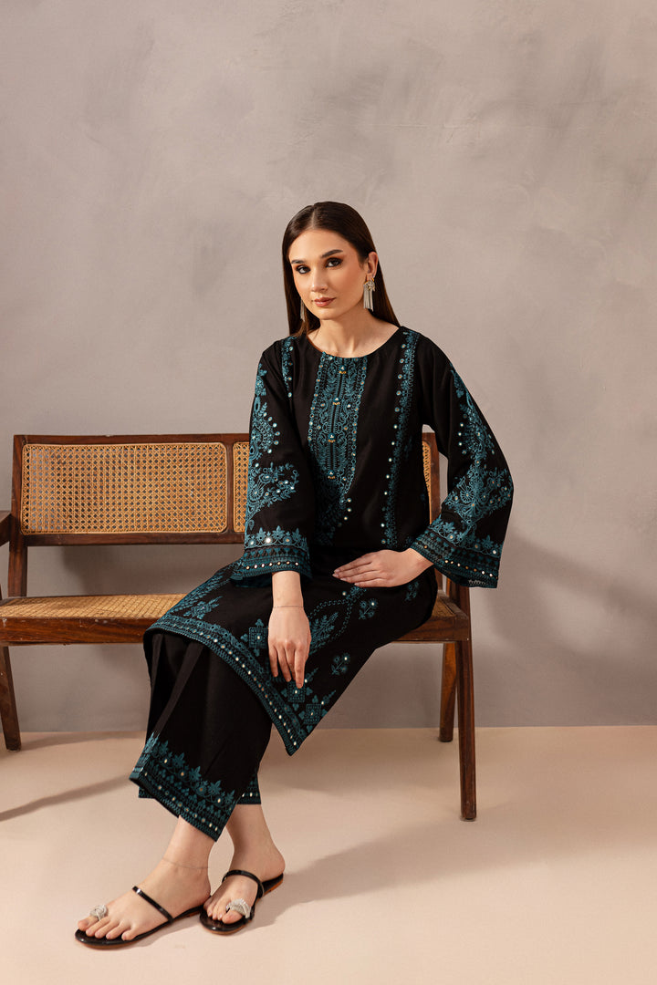 Misha Black 2Pc - Embroidered Karandi Dress - BATIK