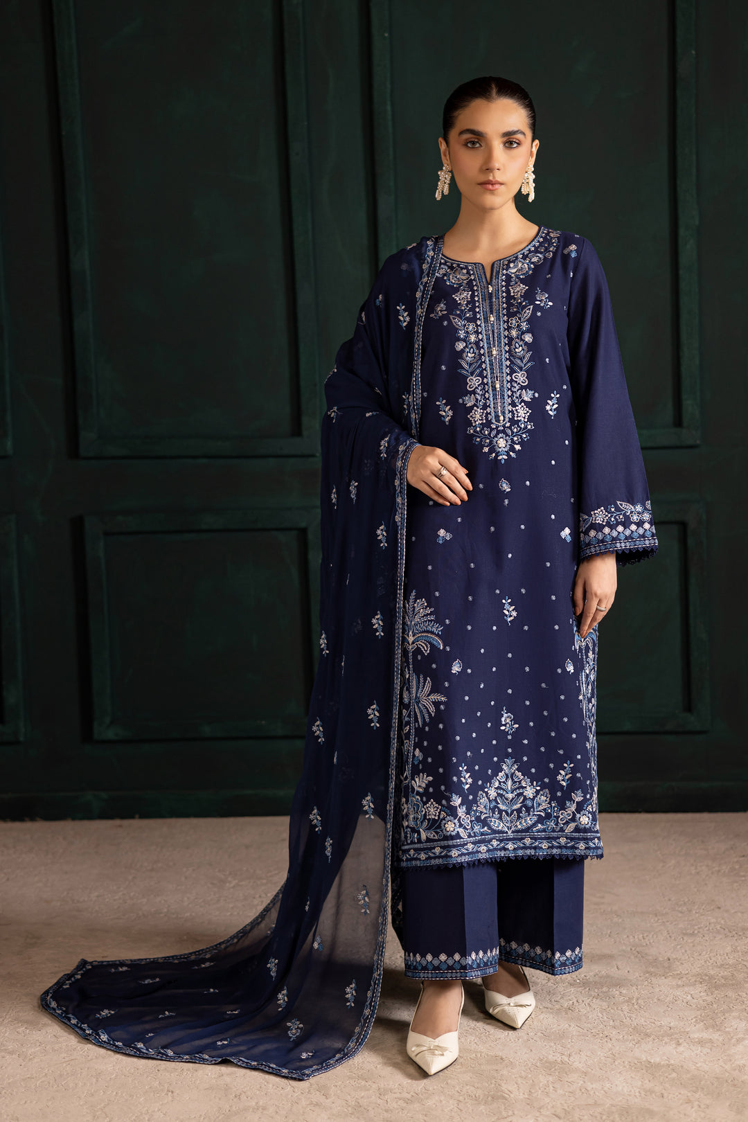  Adoro 3Pc - Embroidered Khaddar Dress BATIK WINTER PRET 2025  BATIK   XS / Classic Blue / Khaddar-S / Classic Blue / Khaddar-M / Classic Blue / Khaddar-L / Classic Blue / Khaddar-XL / Classic Blue / Khaddar