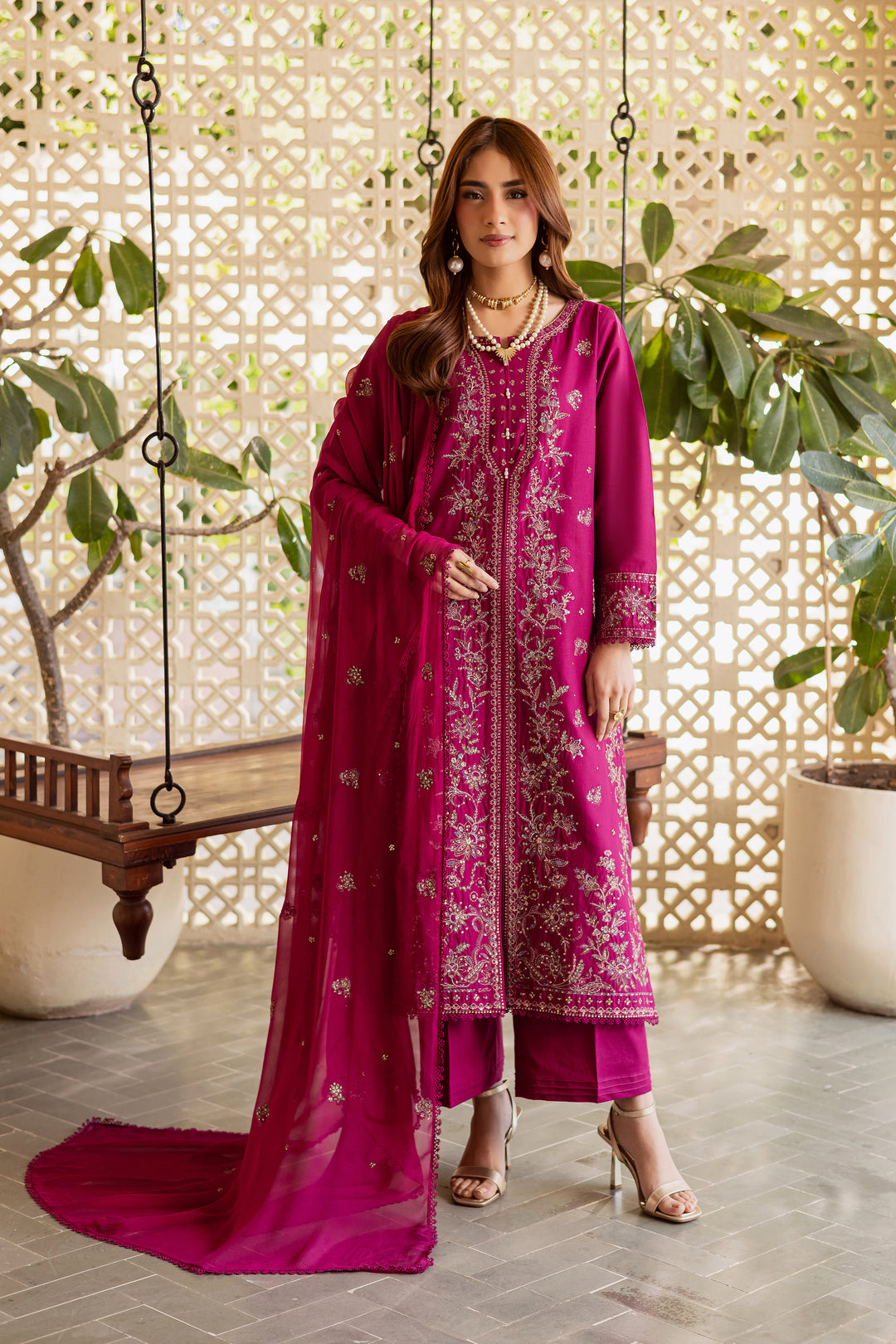  Ainsley 3Pc - Embroidered Khaddar Dress BATIK WINTER PRET 2025  BATIK   XS / Bright Pink / Khaddar-S / Bright Pink / Khaddar-M / Bright Pink / Khaddar-L / Bright Pink / Khaddar-XL / Bright Pink / Khaddar