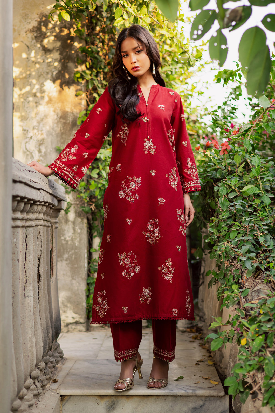  Arisu 2Pc - Embroidered Khaddar Dress BATIK WINTER PRET 2025  BATIK   XS / Ruby / Khaddar-S / Ruby / Khaddar-M / Ruby / Khaddar-L / Ruby / Khaddar-XL / Ruby / Khaddar