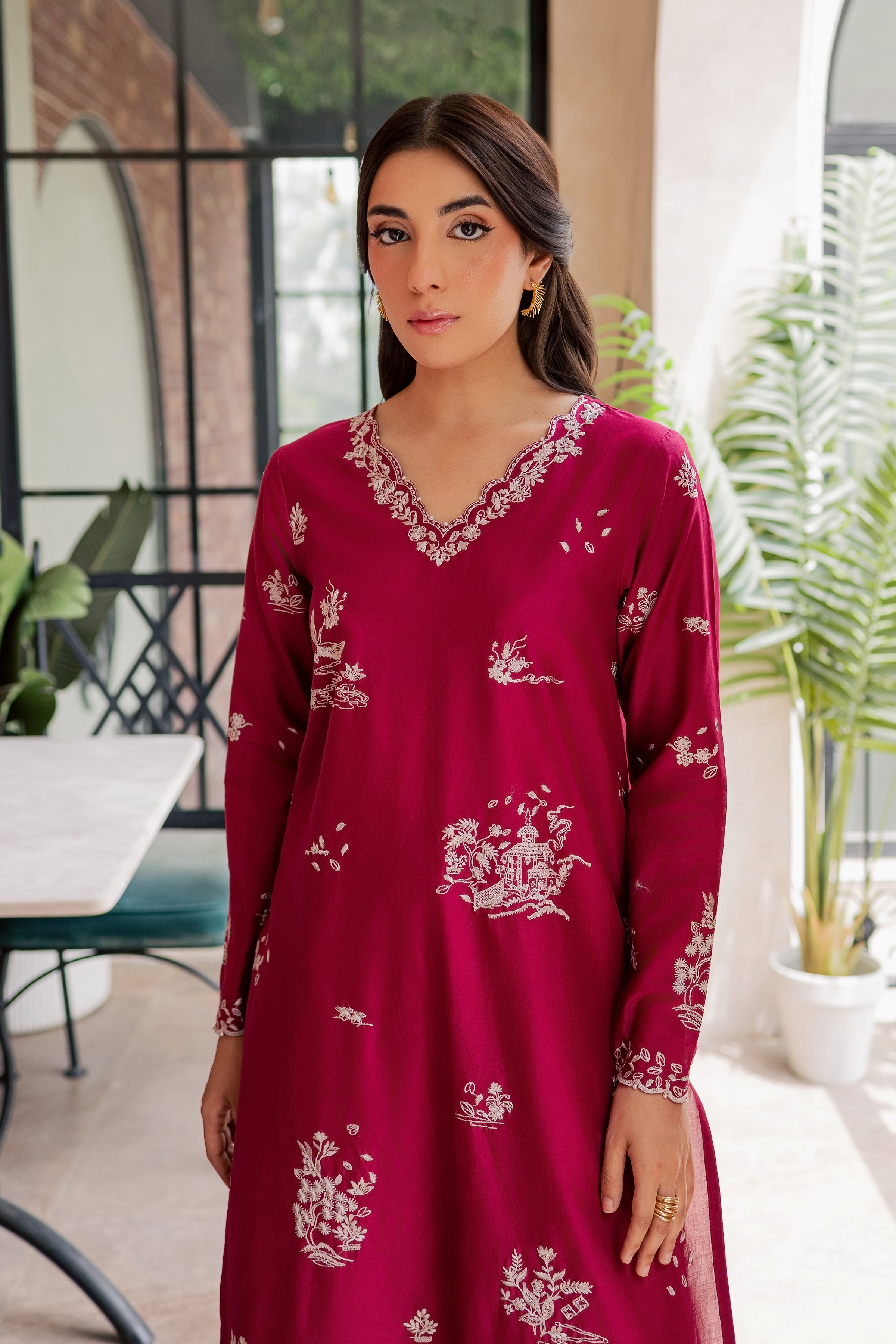 Arlo 2Pc - Embroidered Lawn Dress EverydayEdit26  BATIK   XS / Bright Pink / Pima Lawn