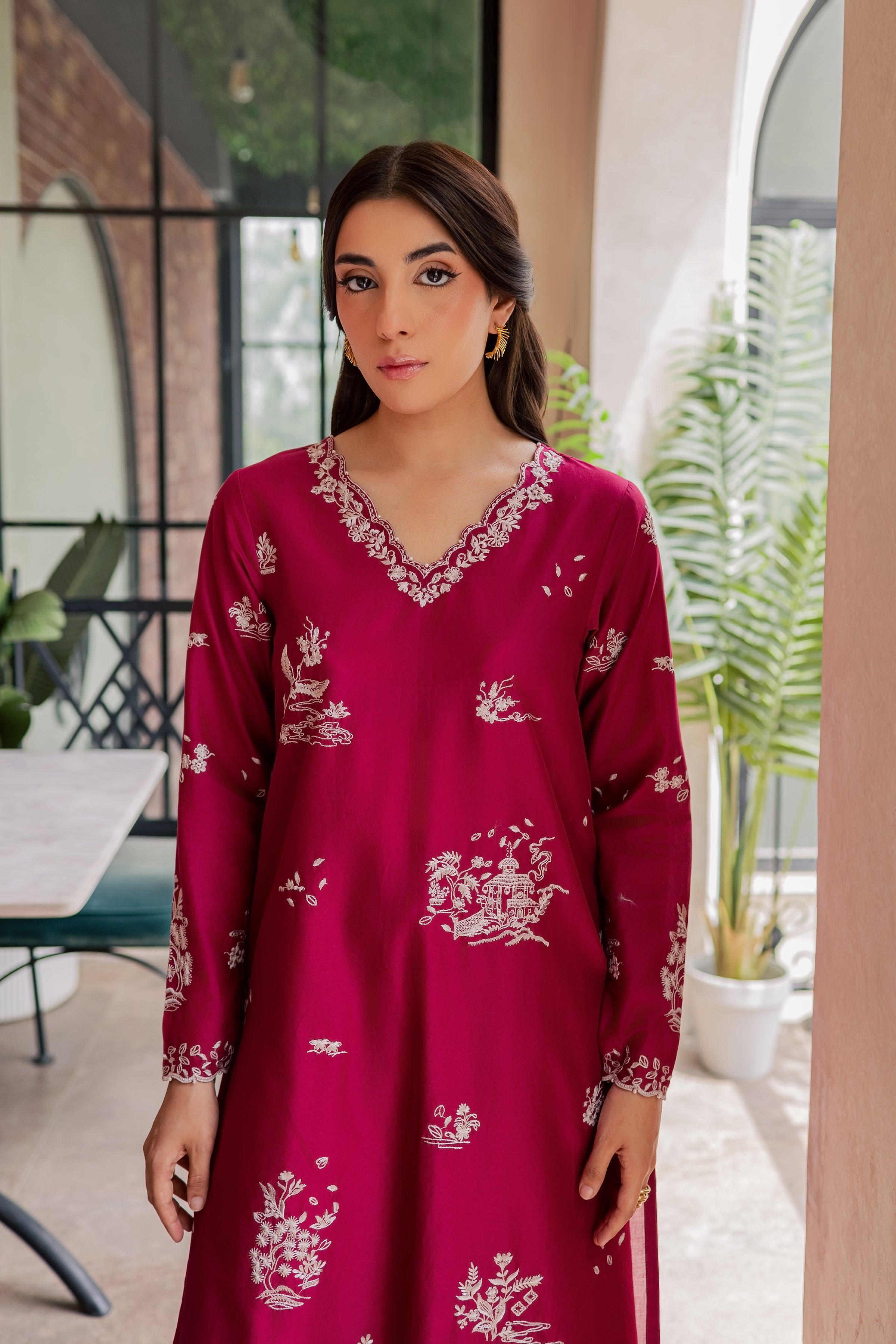 Arlo 2Pc - Embroidered Lawn Dress EverydayEdit26  BATIK   XS / Bright Pink / Pima Lawn