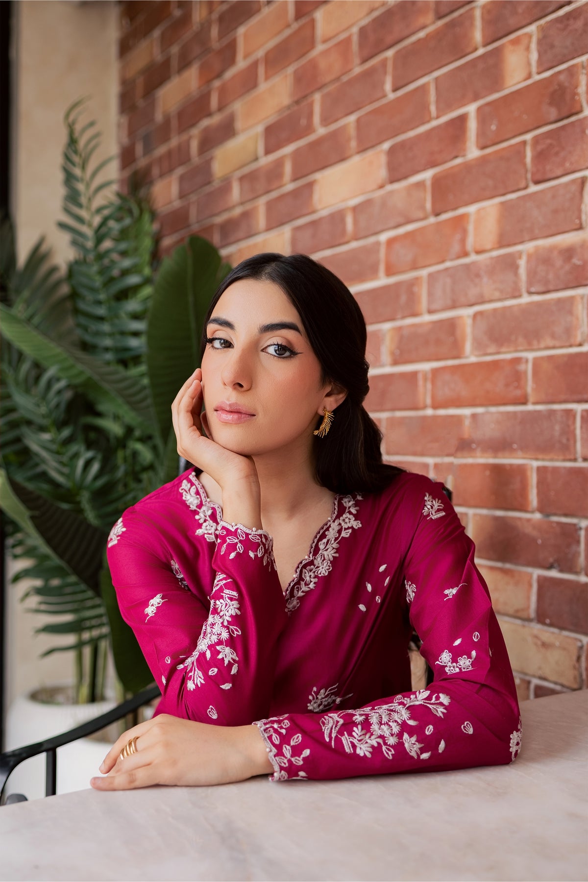 Arlo 2Pc - Embroidered Lawn Dress EverydayEdit26  BATIK   XS / Bright Pink / Pima Lawn