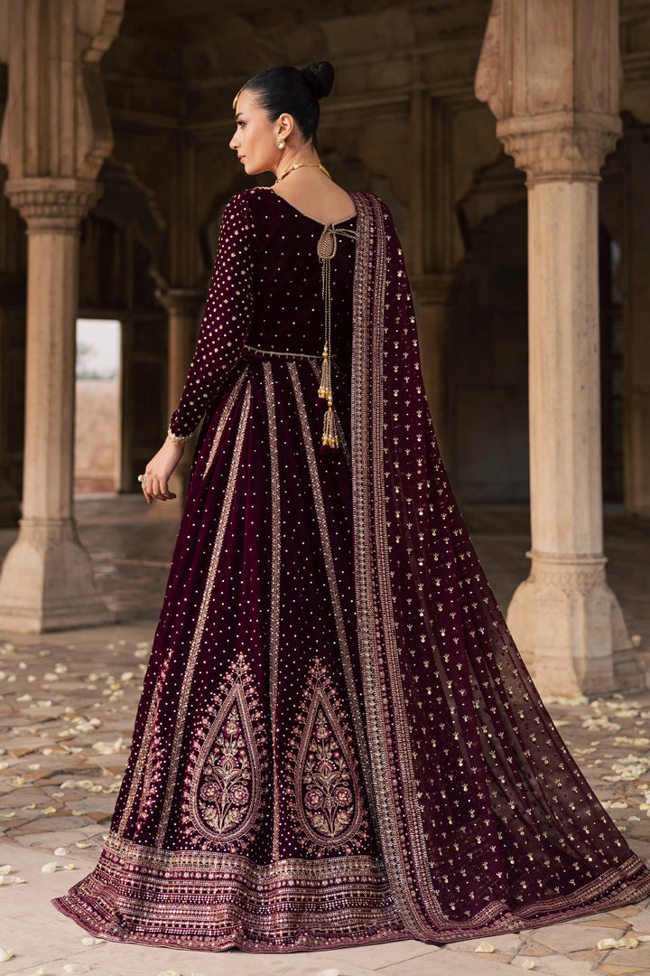  Aroos e Laal 3Pc - Bridal Dress BATIKSTUDIO2025  BATIK   S / Maroon / Velvet-M / Maroon / Velvet-L / Maroon / Velvet