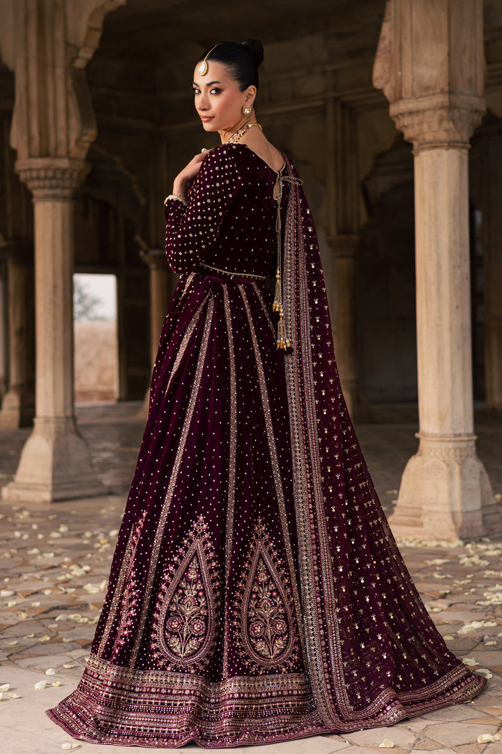  Aroos e Laal 3Pc - Bridal Dress BATIKSTUDIO2025  BATIK   S / Maroon / Velvet-M / Maroon / Velvet-L / Maroon / Velvet