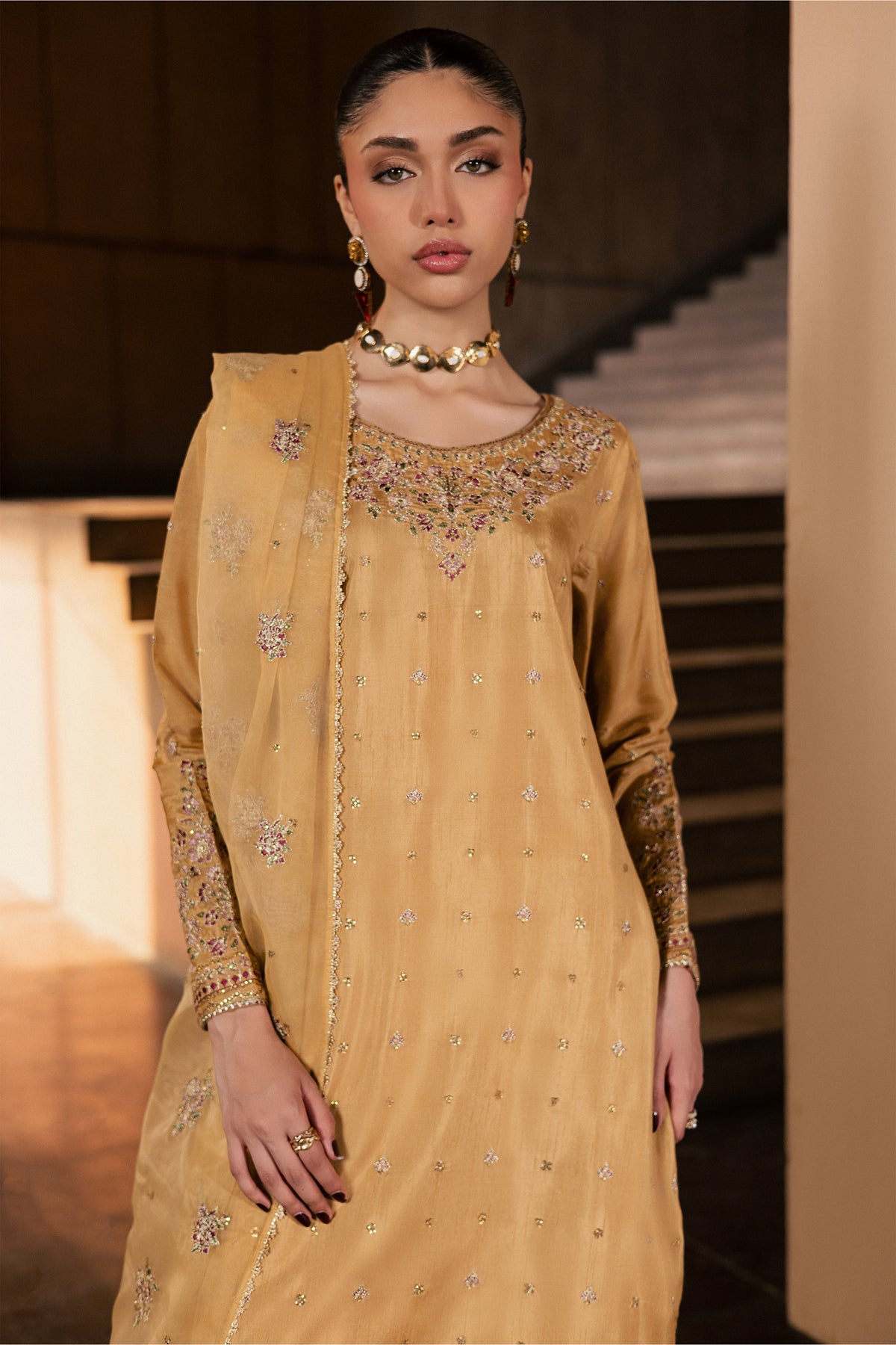 Arzoo 3Pc - Festive Luxe Pret BATIKLUXOCT26  BATIK   S / Mustard / Rawsilk