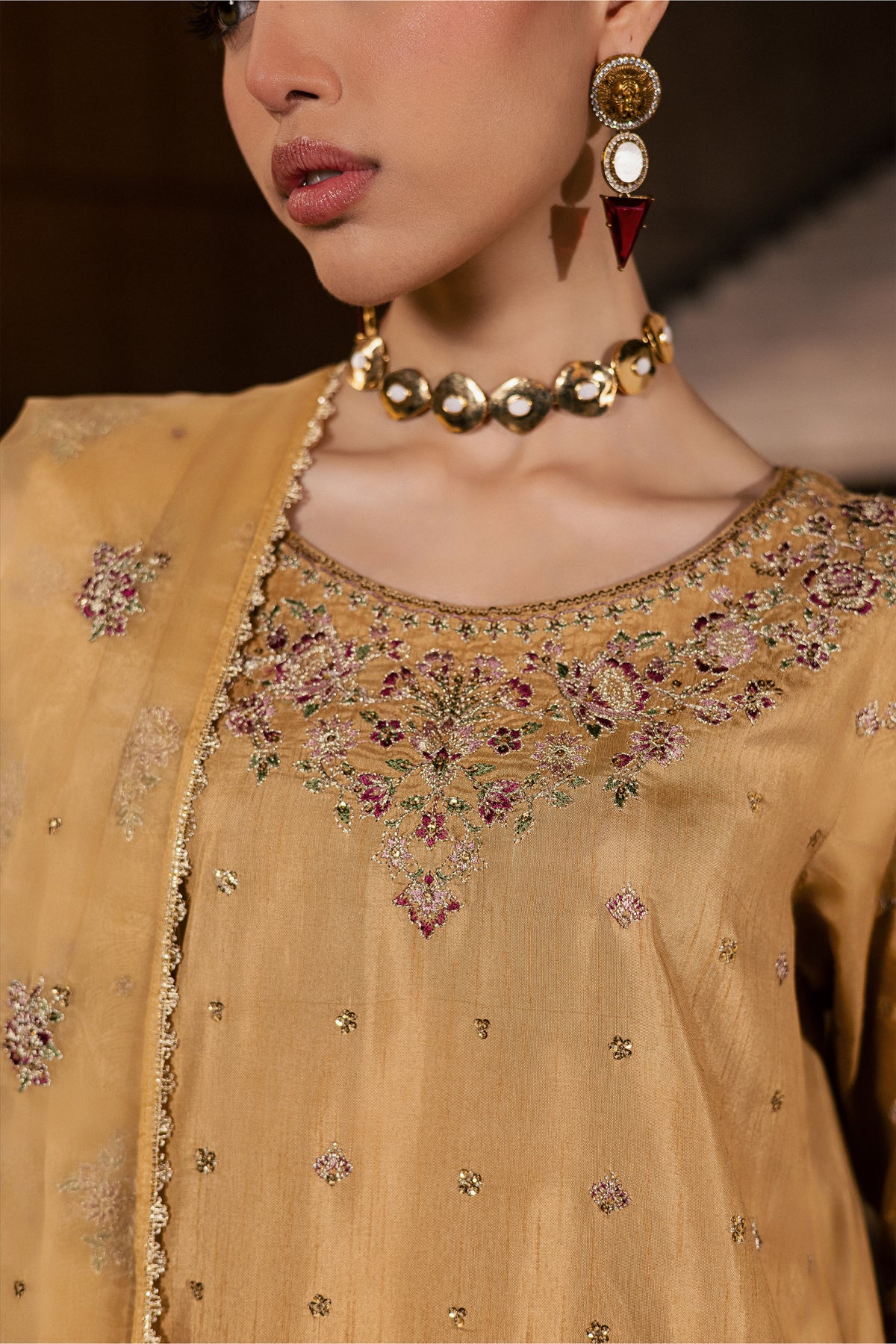 Arzoo 3Pc - Festive Luxe Pret BATIKLUXOCT26  BATIK   S / Mustard / Rawsilk
