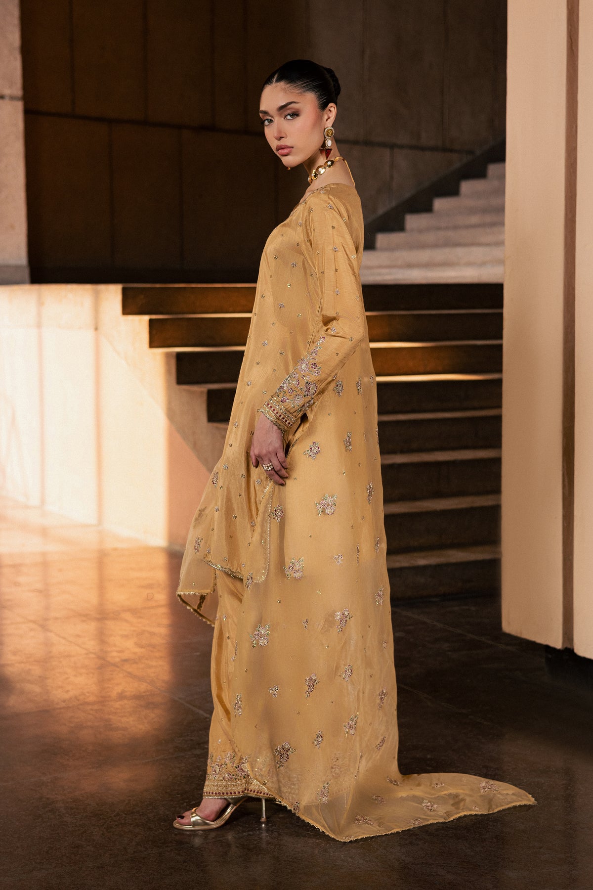 Arzoo 3Pc - Festive Luxe Pret BATIKLUXOCT26  BATIK   S / Mustard / Rawsilk