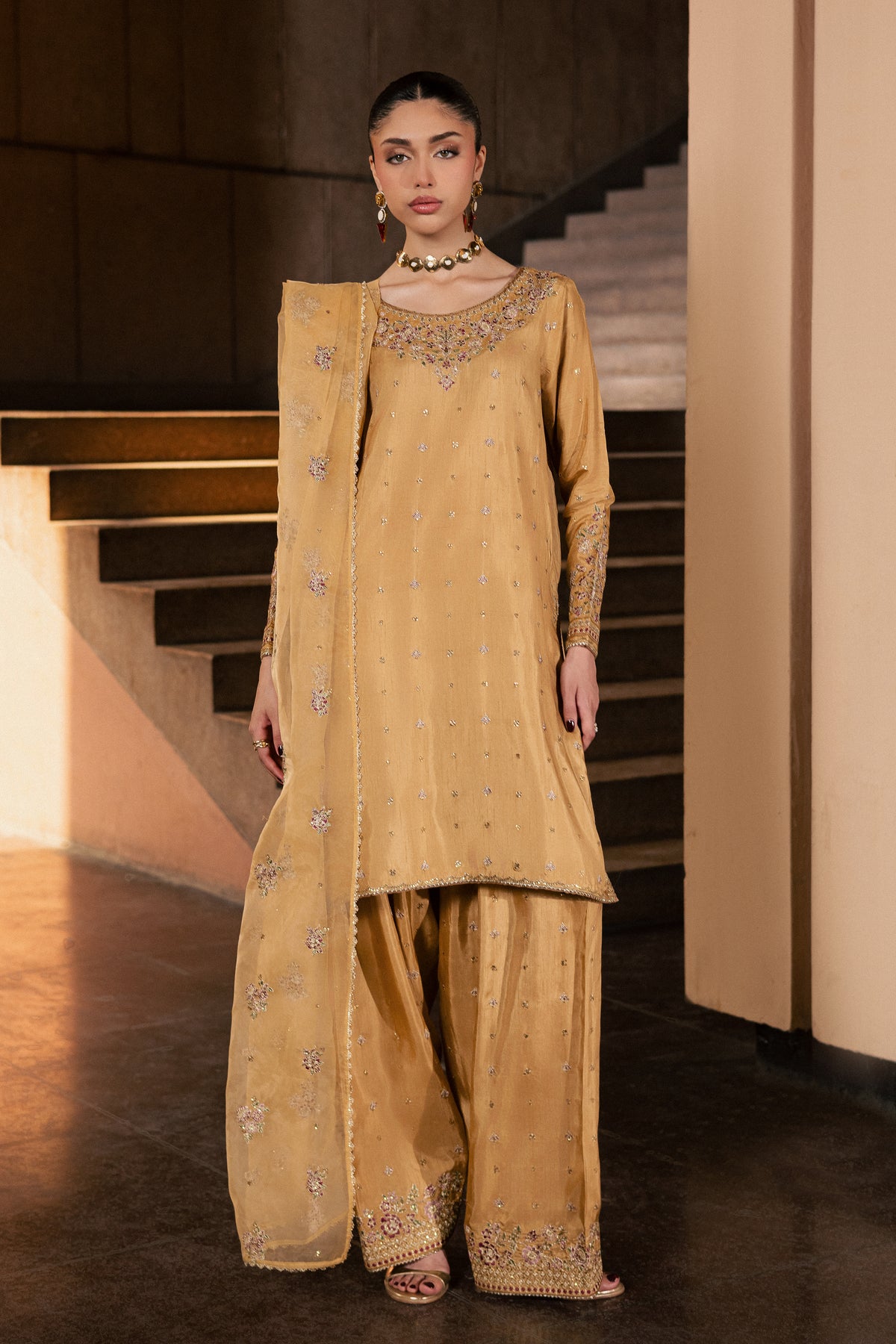 Arzoo 3Pc - Festive Luxe Pret BATIKLUXOCT26  BATIK   S / Mustard / Rawsilk