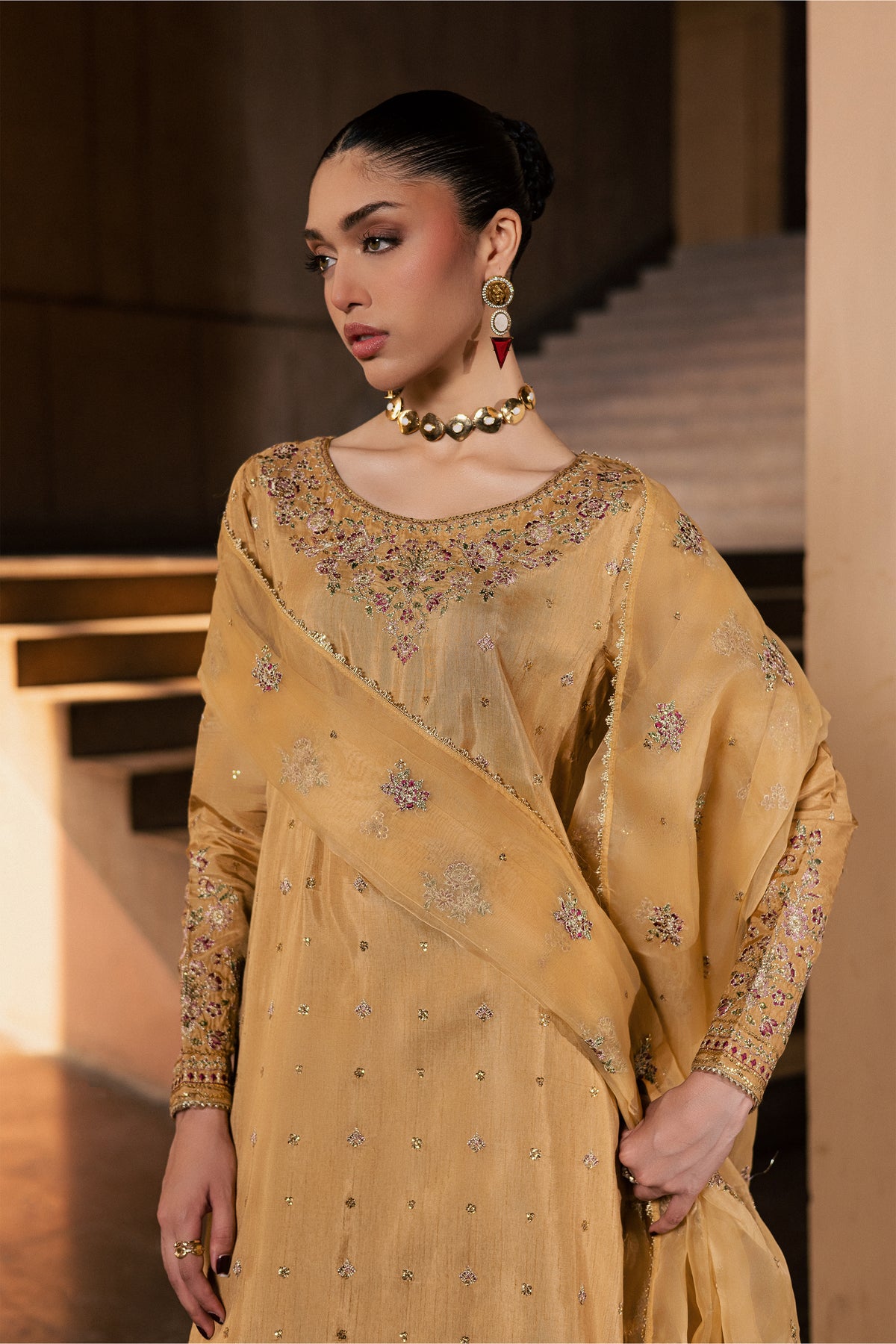 Arzoo 3Pc - Festive Luxe Pret BATIKLUXOCT26  BATIK   S / Mustard / Rawsilk