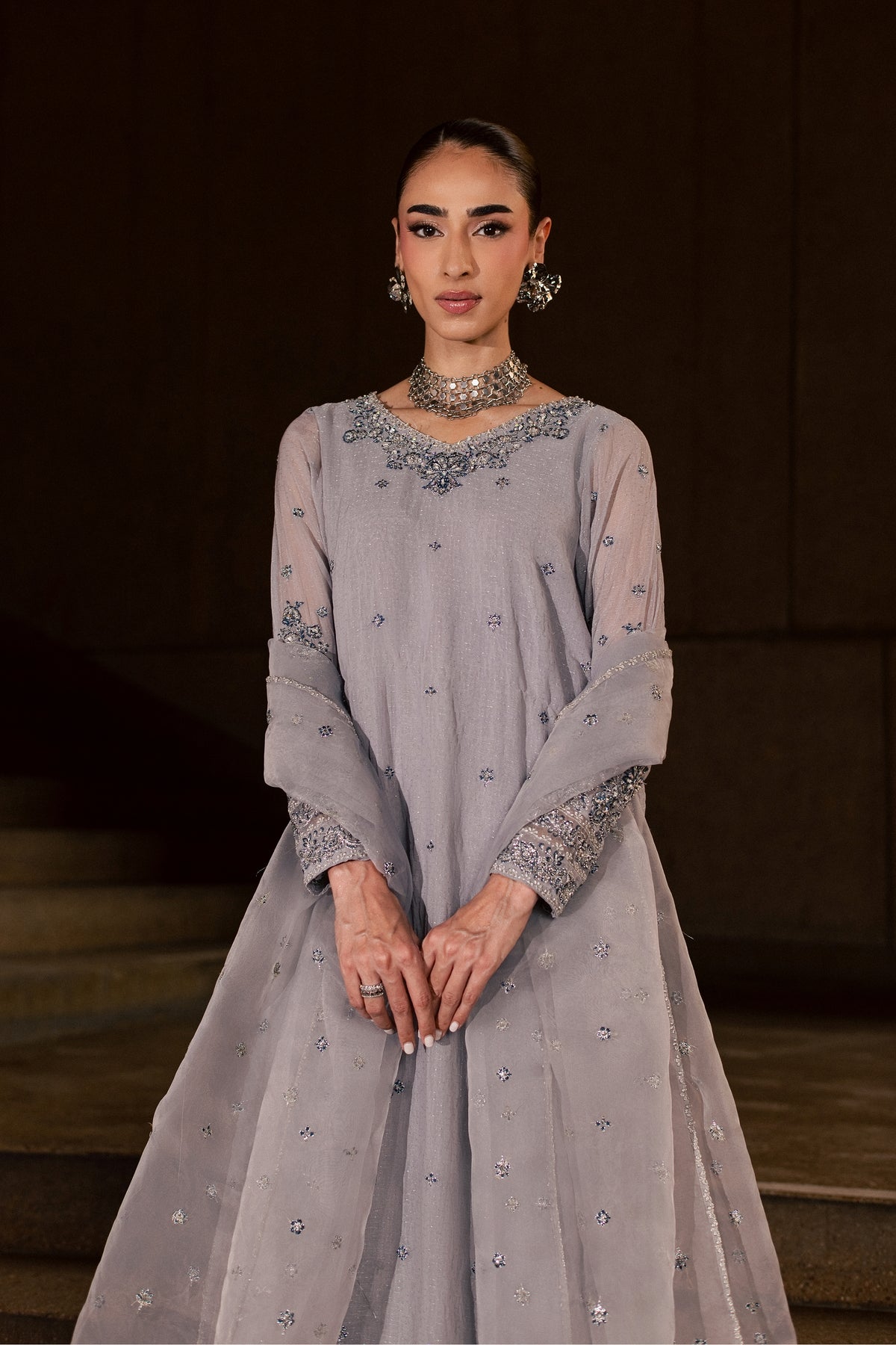 Ashron 3Pc - Festive Luxe Pret BATIKLUXESEP26  BATIK   XS / Grey / Brochia Crinkle