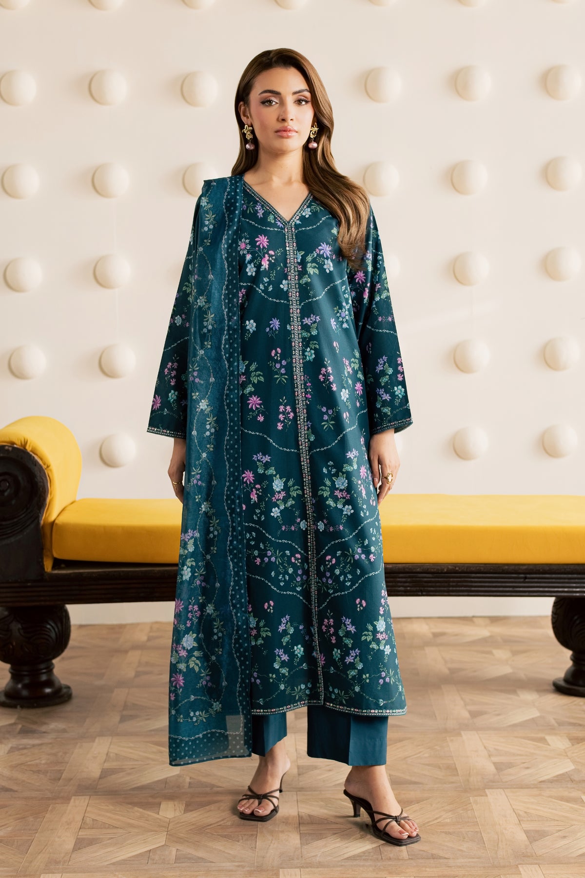 Aswa 3Pc - Embroidered Cambric Pret PRETAW2026  BATIK   XS / Teal / Cambric
