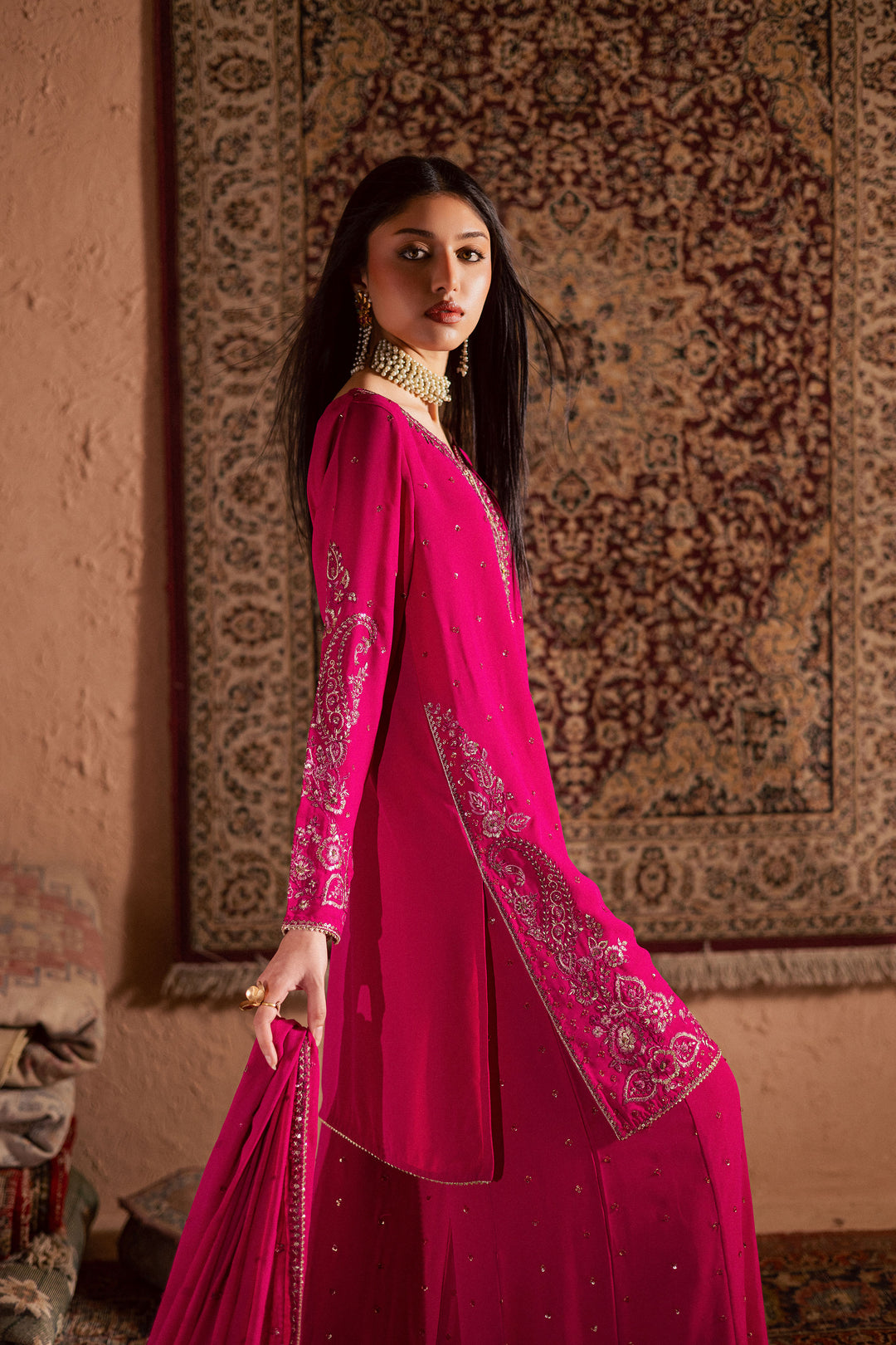  Atishi Gulabi 3Pc - Festive Luxe Pret BATIKSTUDIO2025  BATIK   S / Fuschia Pink / Georgette-M / Fuschia Pink / Georgette-L / Fuschia Pink / Georgette