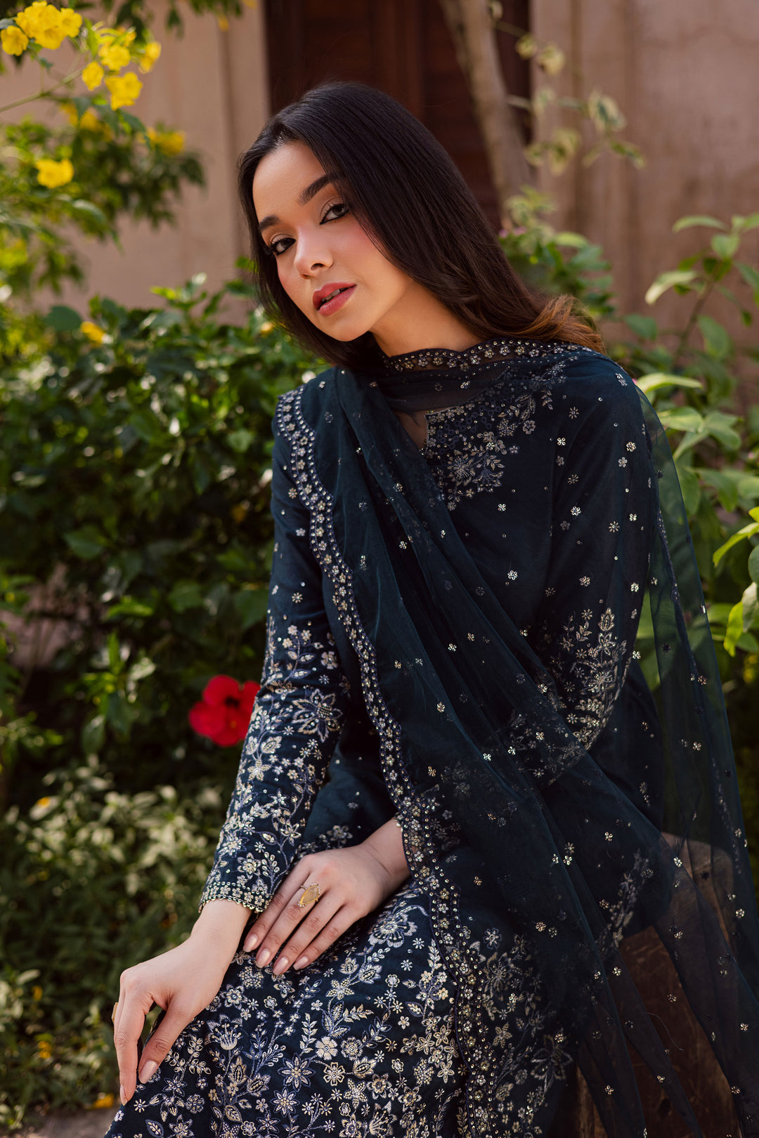 BlueBerry 3Pc - Embroidered Karandi Dress