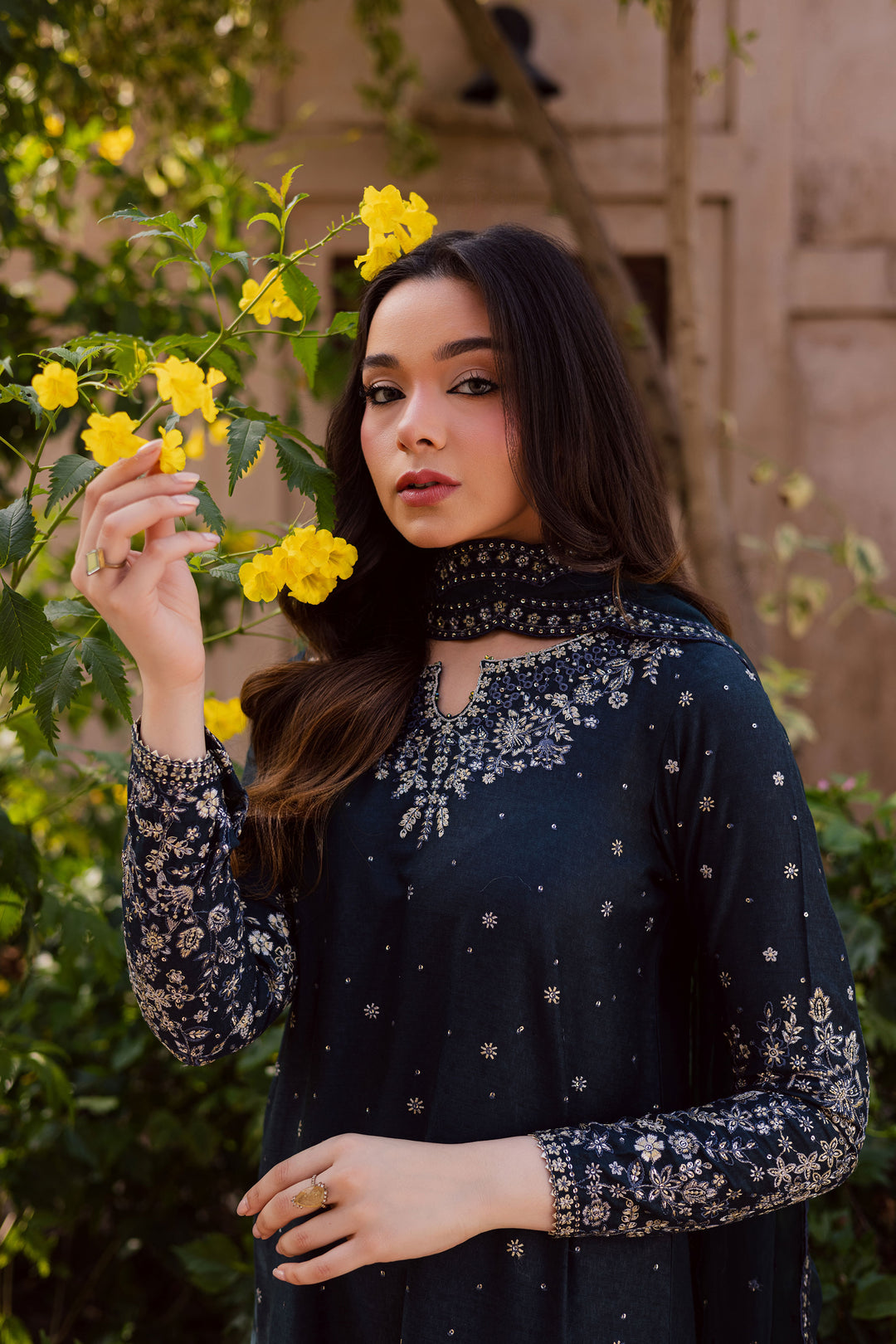 BlueBerry 3Pc - Embroidered Karandi Dress