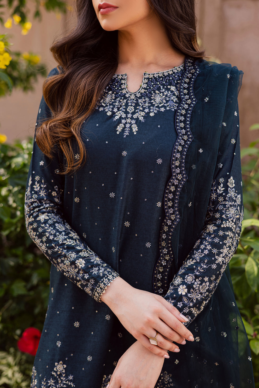 BlueBerry 3Pc - Embroidered Karandi Dress