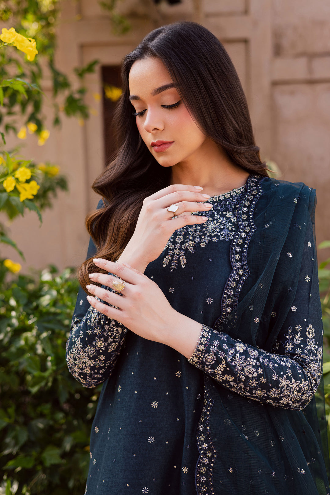 BlueBerry 3Pc - Embroidered Karandi Dress