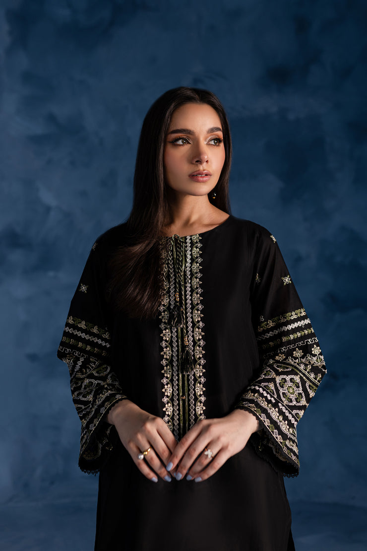 Black Block 2Pc - Embroidered Lawn Dress - BATIK