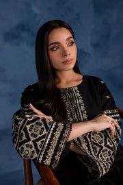 Black Block 2Pc - Embroidered Lawn Dress - BATIK