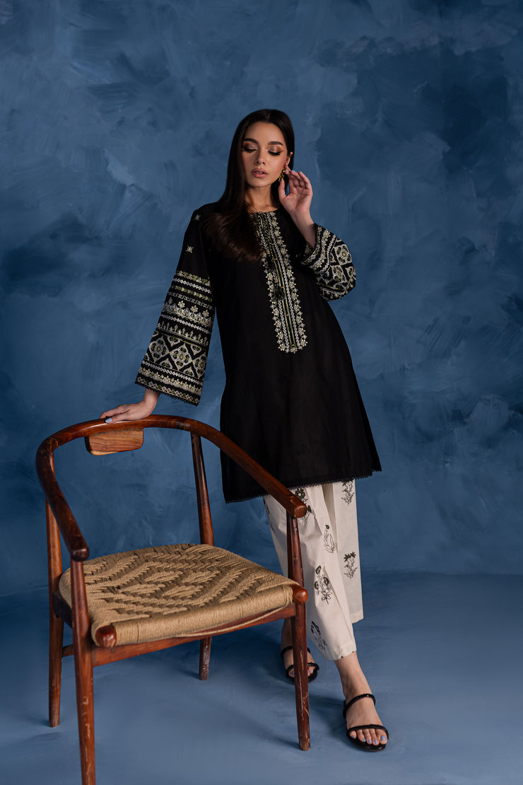 Black Block 2Pc - Embroidered Lawn Dress - BATIK