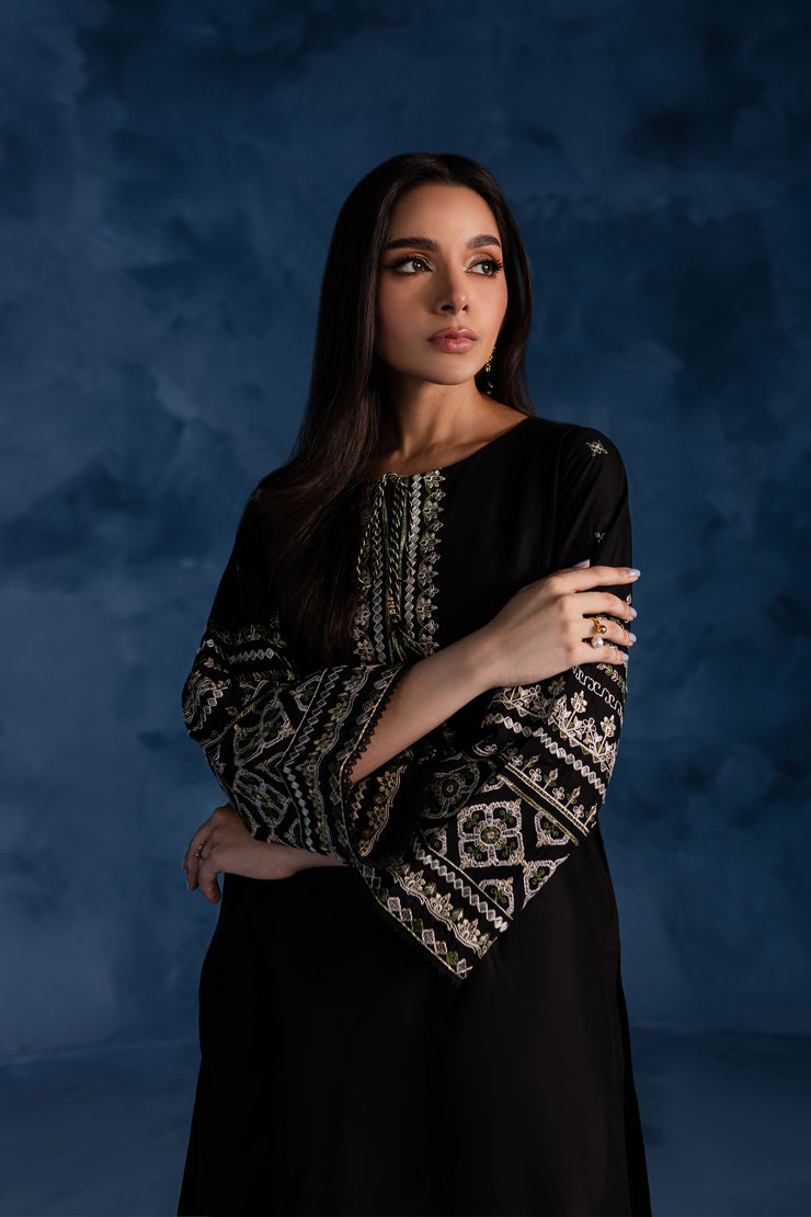 Black Block 2Pc - Embroidered Lawn Dress - BATIK