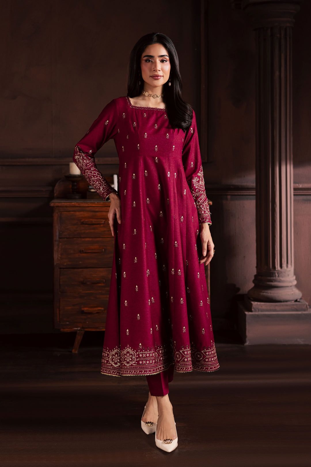 Baneen 2Pc - Embroidered Karandi Dress BATIK WINTER PRET 2025  BATIK   XS / Raspberry Pink / Karandi-S / Raspberry Pink / Karandi-M / Raspberry Pink / Karandi-L / Raspberry Pink / Karandi-XL / Raspberry Pink / Karandi
