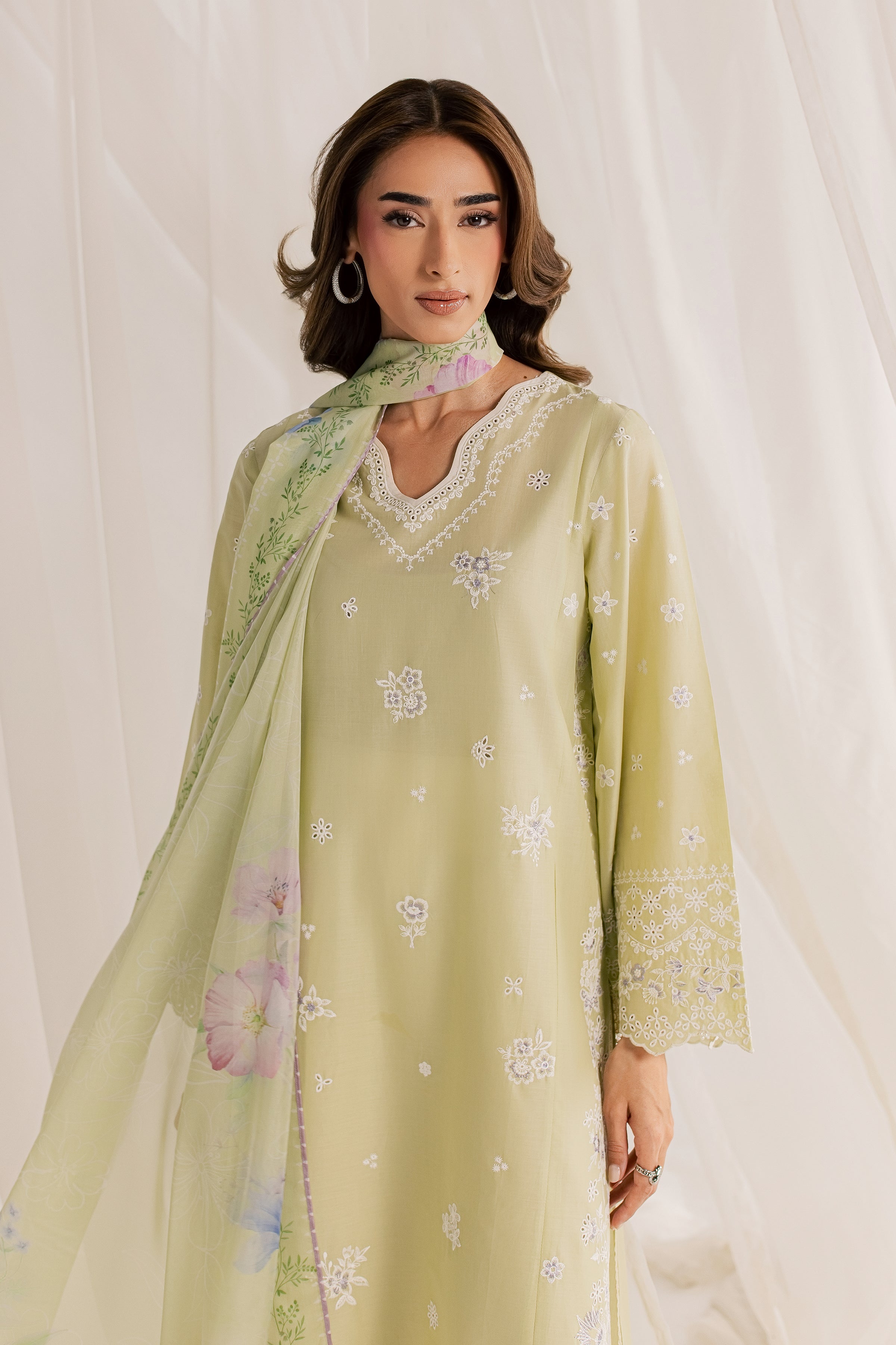  Basma 3Pc - Embroidered Lawn Dress EverydayEdit26  BATIK   XS / Pista Green / Pima Lawn-S / Pista Green / Pima Lawn-M / Pista Green / Pima Lawn-L / Pista Green / Pima Lawn-XL / Pista Green / Pima Lawn