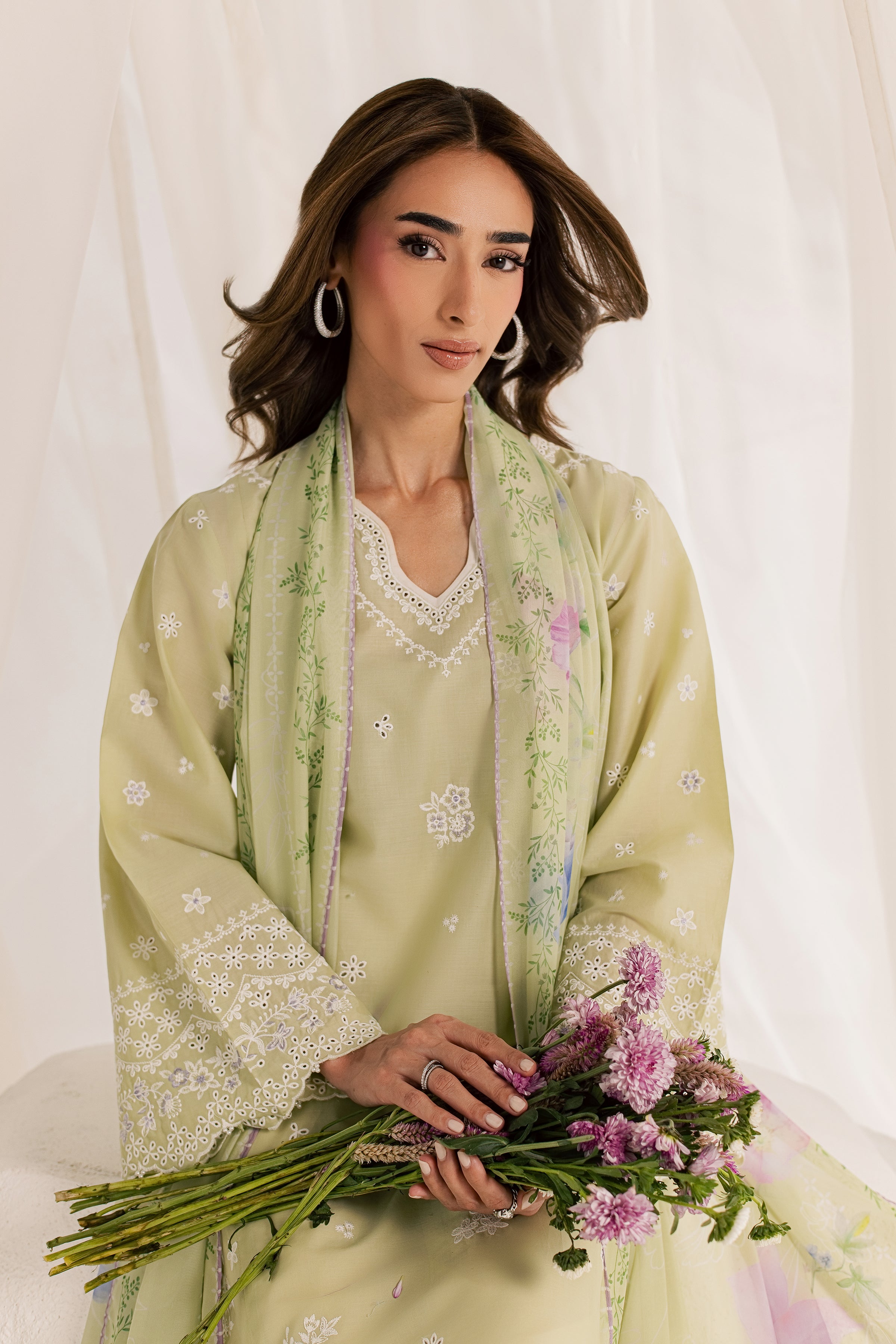  Basma 3Pc - Embroidered Lawn Dress EverydayEdit26  BATIK   XS / Pista Green / Pima Lawn-S / Pista Green / Pima Lawn-M / Pista Green / Pima Lawn-L / Pista Green / Pima Lawn-XL / Pista Green / Pima Lawn