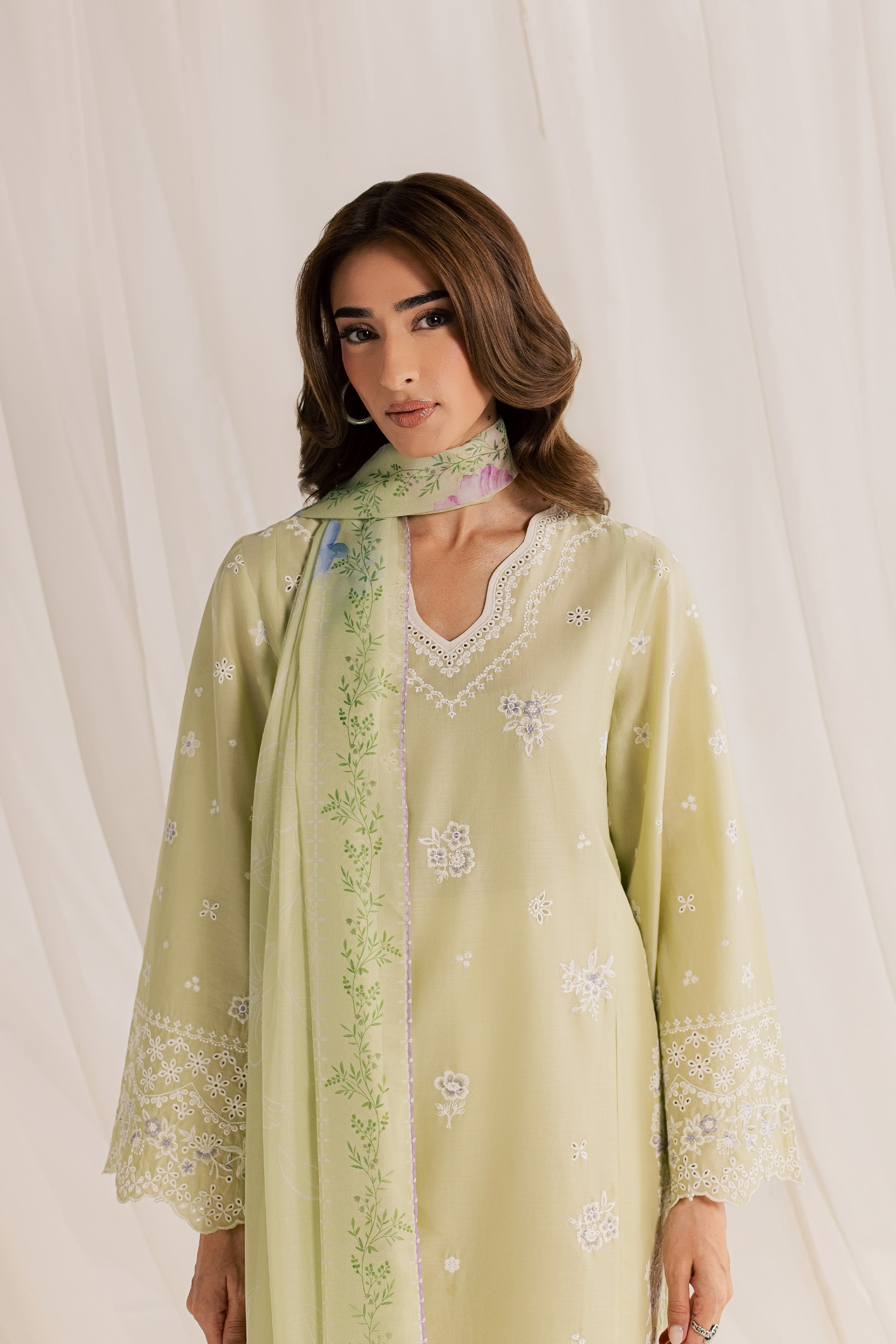  Basma 3Pc - Embroidered Lawn Dress EverydayEdit26  BATIK   XS / Pista Green / Pima Lawn-S / Pista Green / Pima Lawn-M / Pista Green / Pima Lawn-L / Pista Green / Pima Lawn-XL / Pista Green / Pima Lawn
