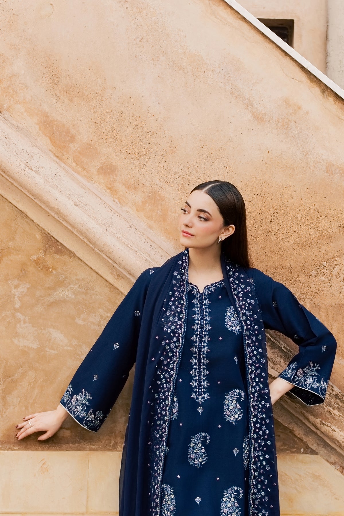 Becca 3Pc - Embroidered Khaddar Pret PRETKHADDAR2026  BATIK   XS / Evening Blue / Khaddar