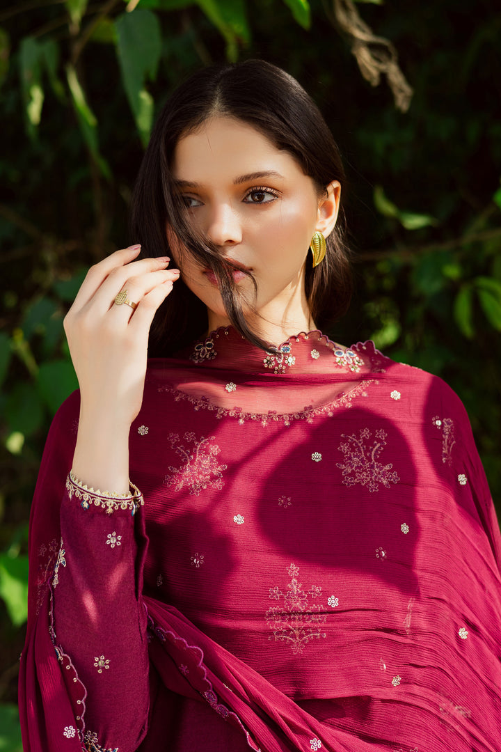  Bells 3Pc - Embroidered Karandi Dress BATIK WINTER PRET 2025  BATIK   XS / Maroon / Karandi-S / Maroon / Karandi-M / Maroon / Karandi-L / Maroon / Karandi-XL / Maroon / Karandi