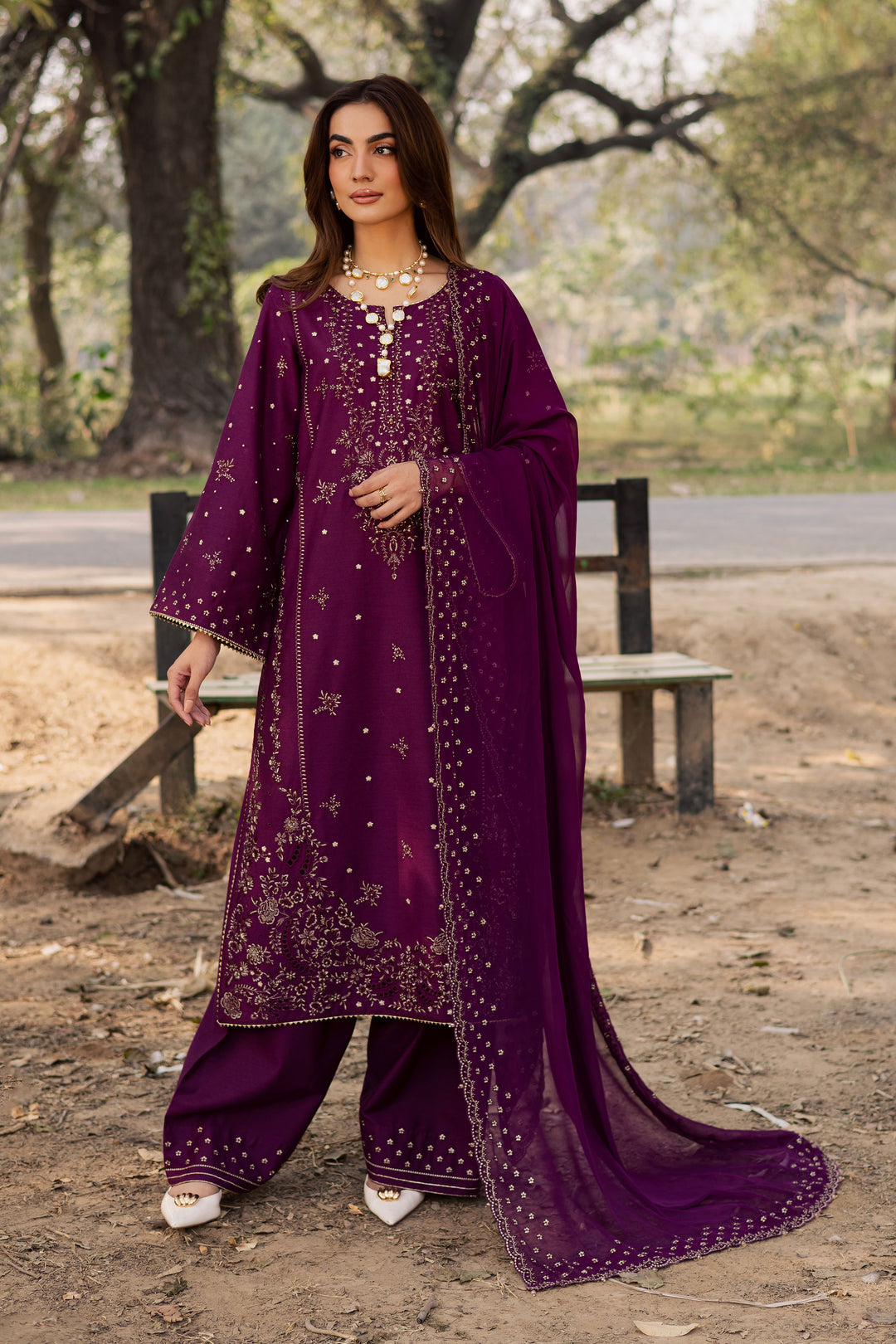  Berlin 3Pc - Embroidered Khaddar Dress BATIK WINTER PRET 2025  BATIK   XS / Purple / Khaddar-S / Purple / Khaddar-M / Purple / Khaddar-L / Purple / Khaddar-XL / Purple / Khaddar