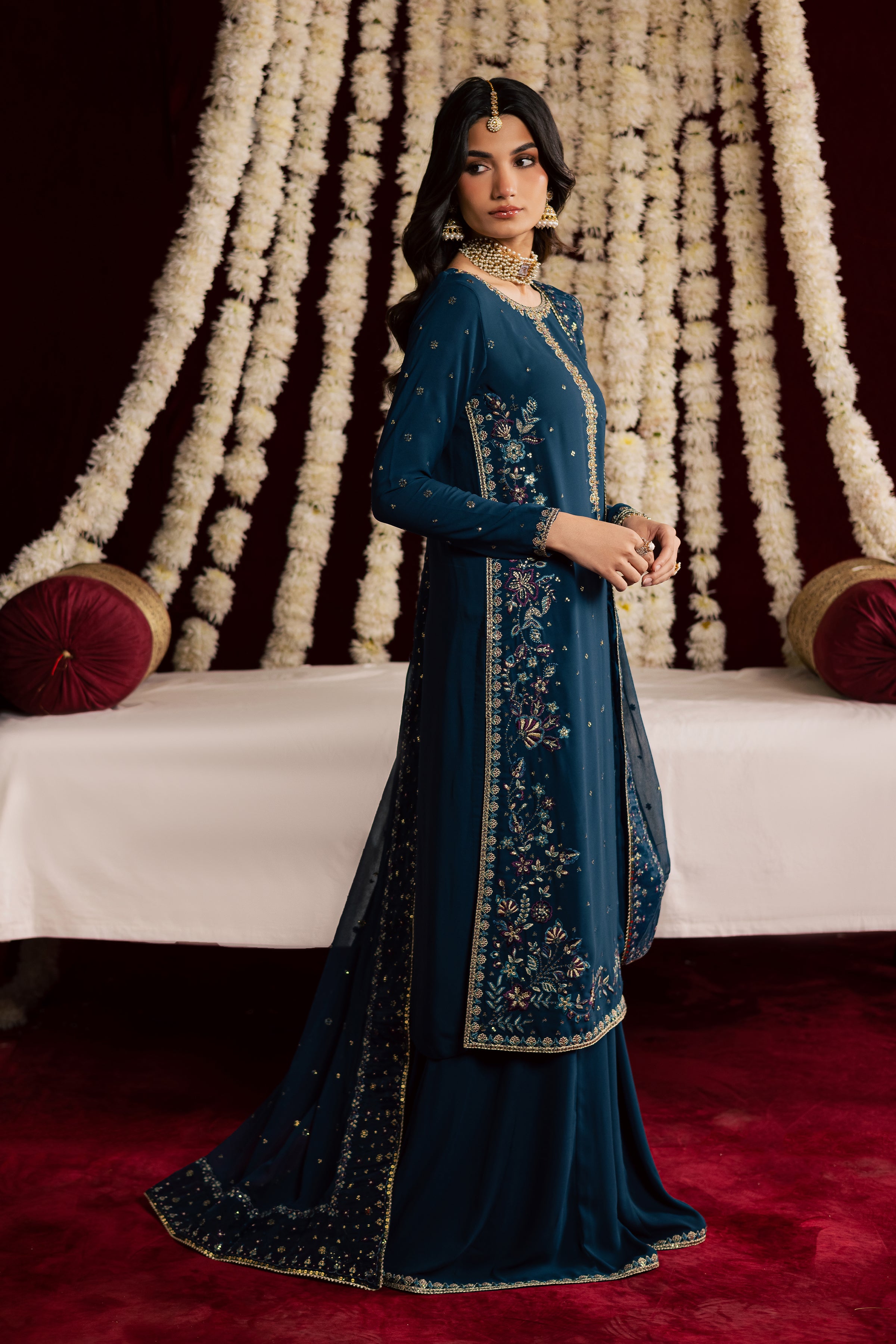  Bexley 3Pc - Wedding Formal Dress BATIKSTUDIO2025  BATIK   S / Prussian / Georgette-M / Prussian / Georgette-L / Prussian / Georgette