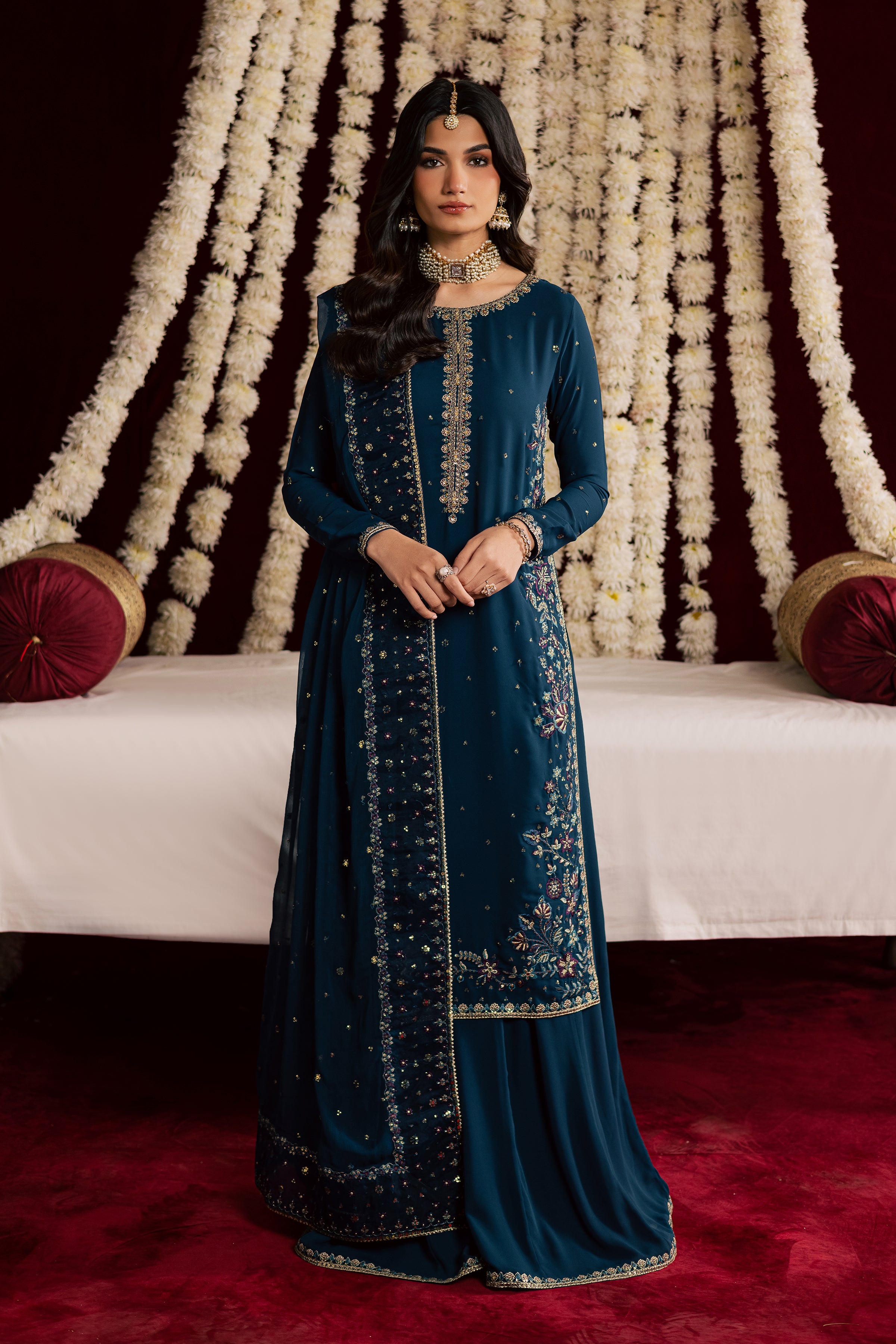  Bexley 3Pc - Wedding Formal Dress BATIKSTUDIO2025  BATIK   S / Prussian / Georgette-M / Prussian / Georgette-L / Prussian / Georgette