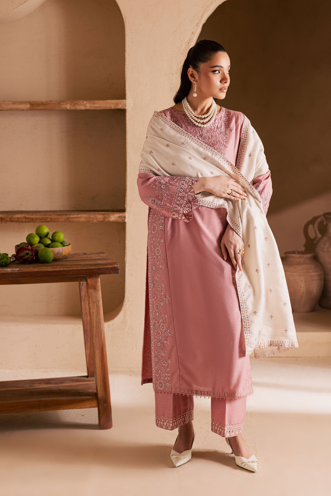  BirdSong 3Pc - Embroidered Khaddar Dress BATIK WINTER PRET 2025  BATIK   XS / Tea Pink / Khaddar-S / Tea Pink / Khaddar-M / Tea Pink / Khaddar-L / Tea Pink / Khaddar-XL / Tea Pink / Khaddar