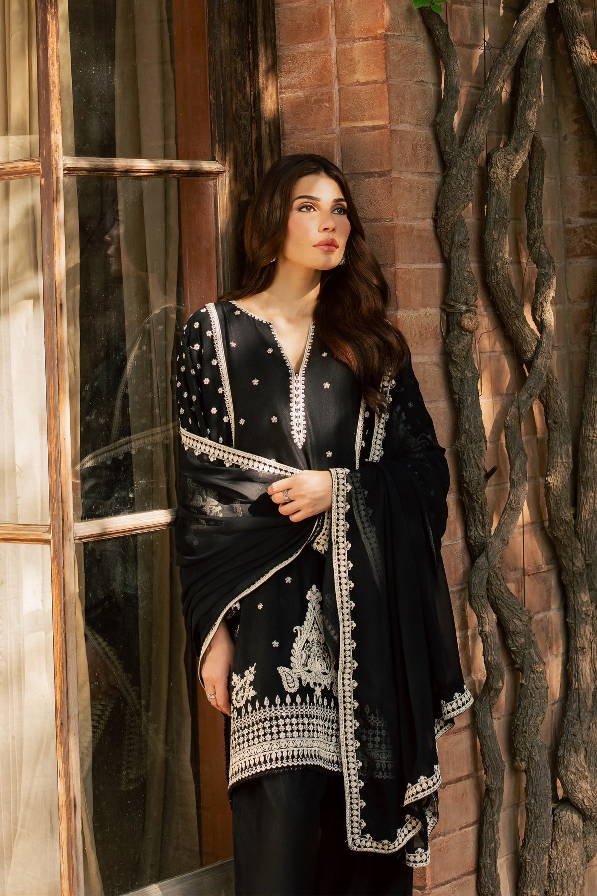 Black Arwa 3Pc - Embroidered Karandi Pret PRETKARANDI2026  BATIK   XS / Black / Karandi